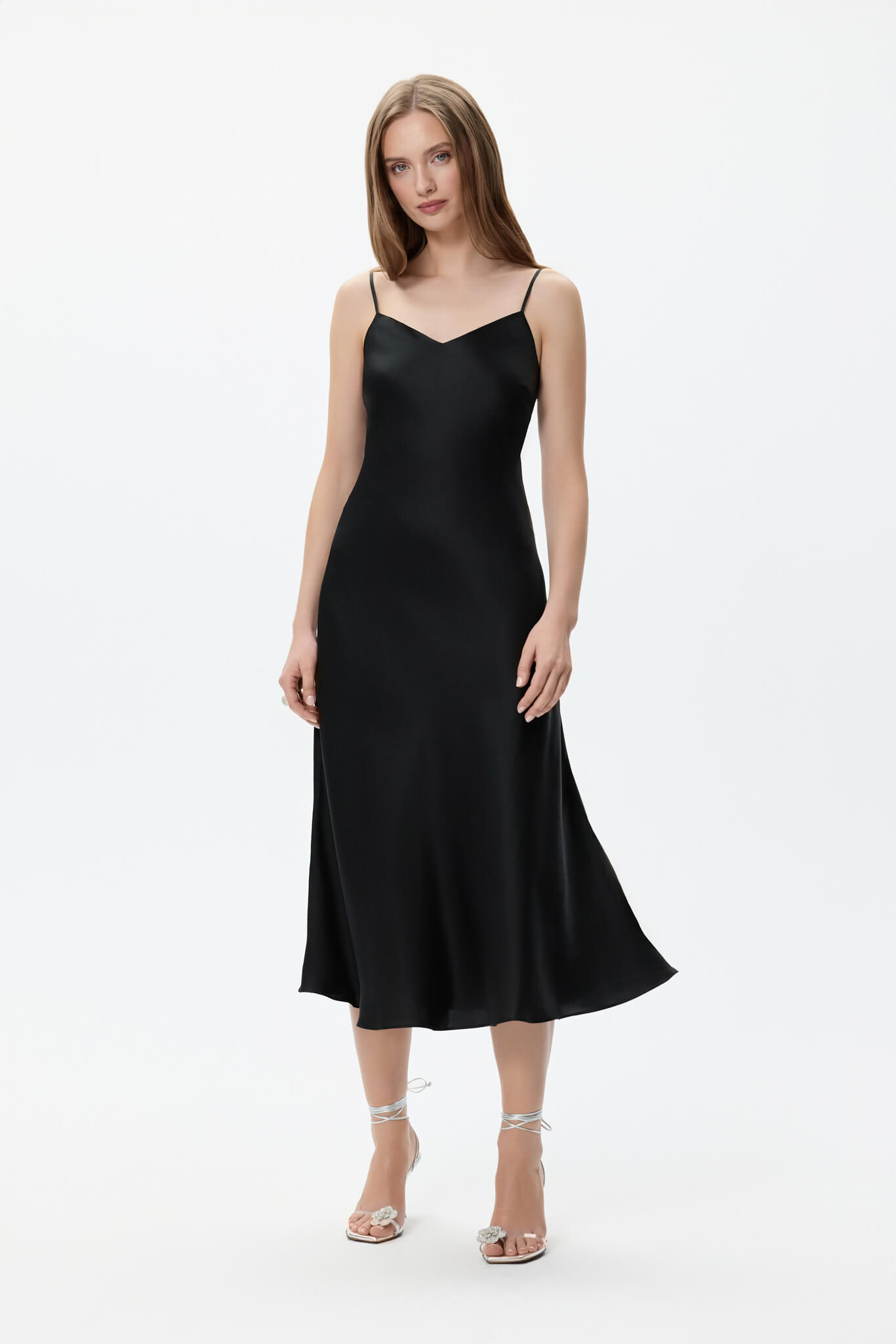 LONG SILK DRESS IN BLACK Lovli Silk