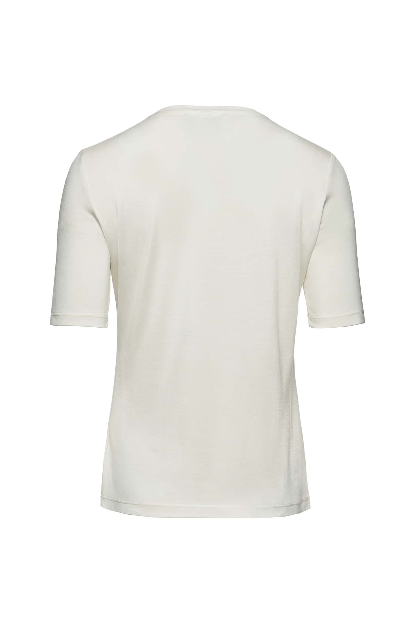 Silk V-neck T-shirt in ecru