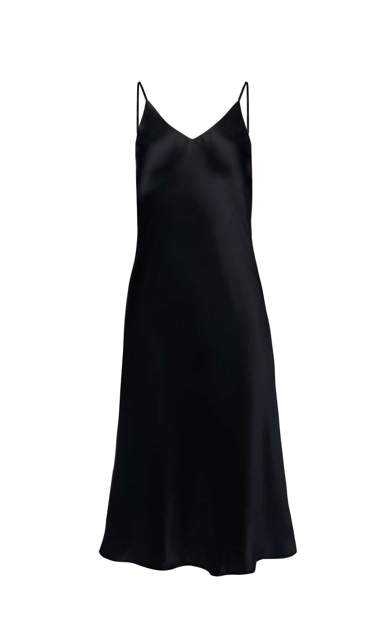 Silk Midi Dress in black