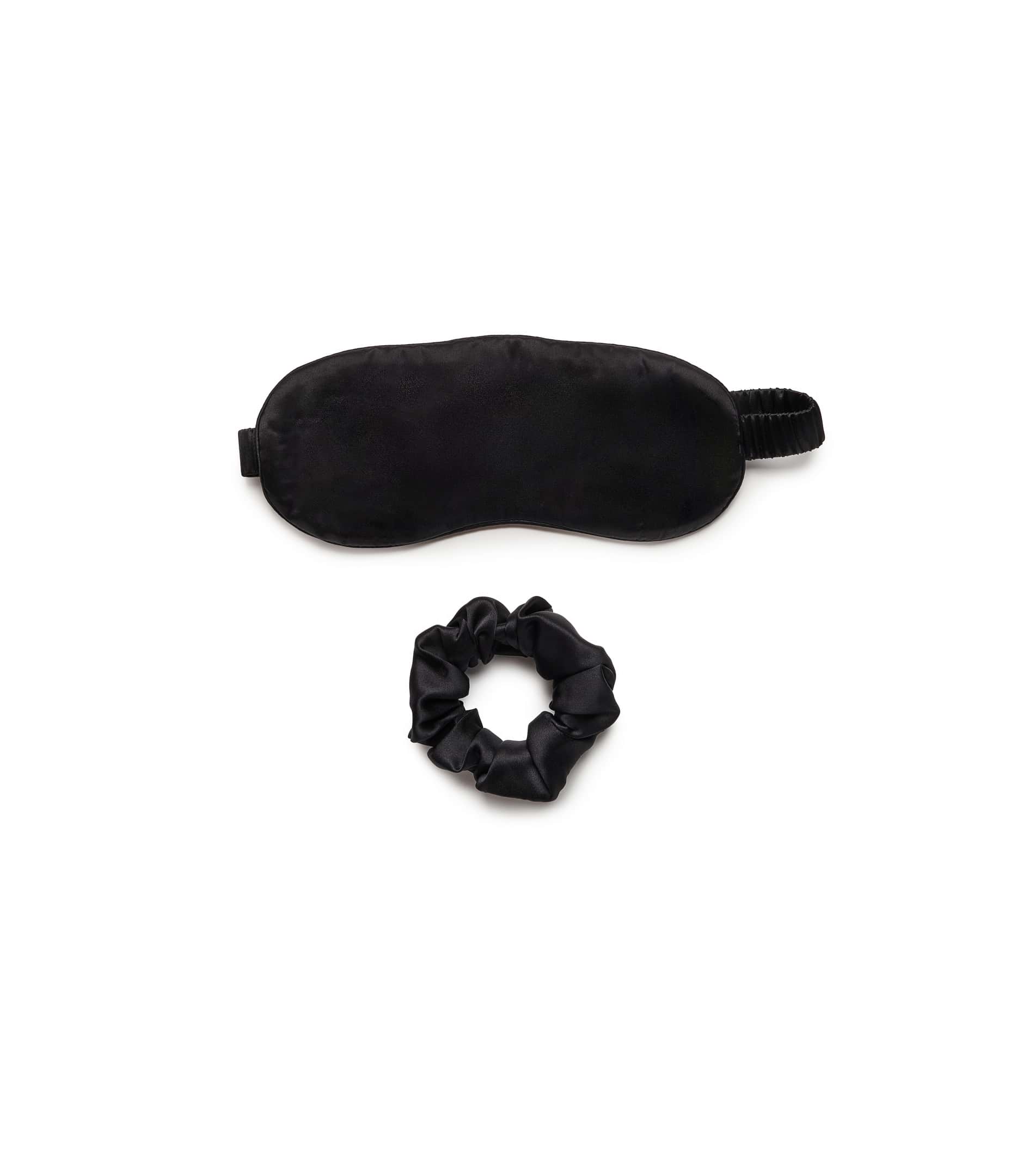 Silk Eye Mask & Scrunchie Set in black