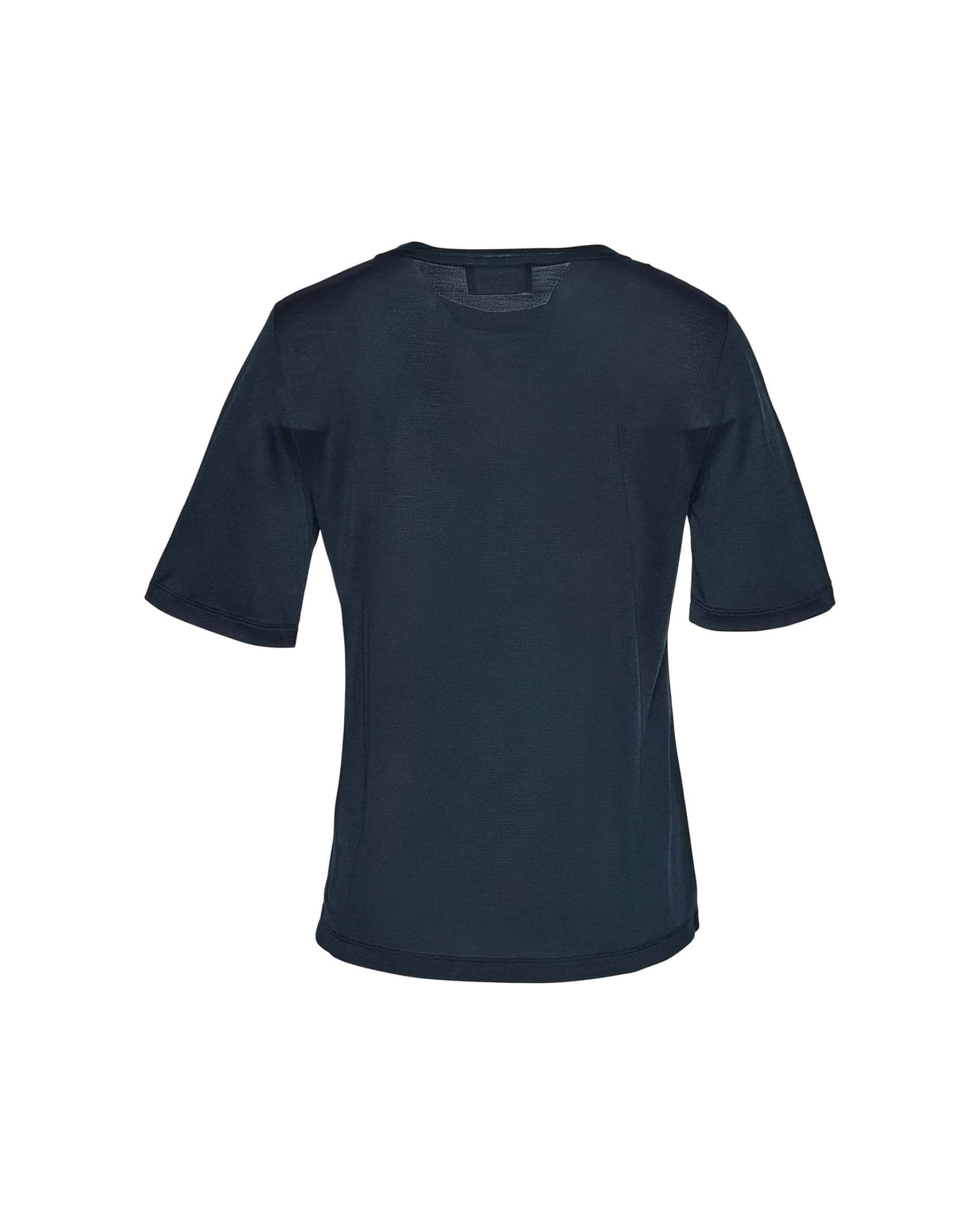 Silk V-neck T-shirt in navy blue