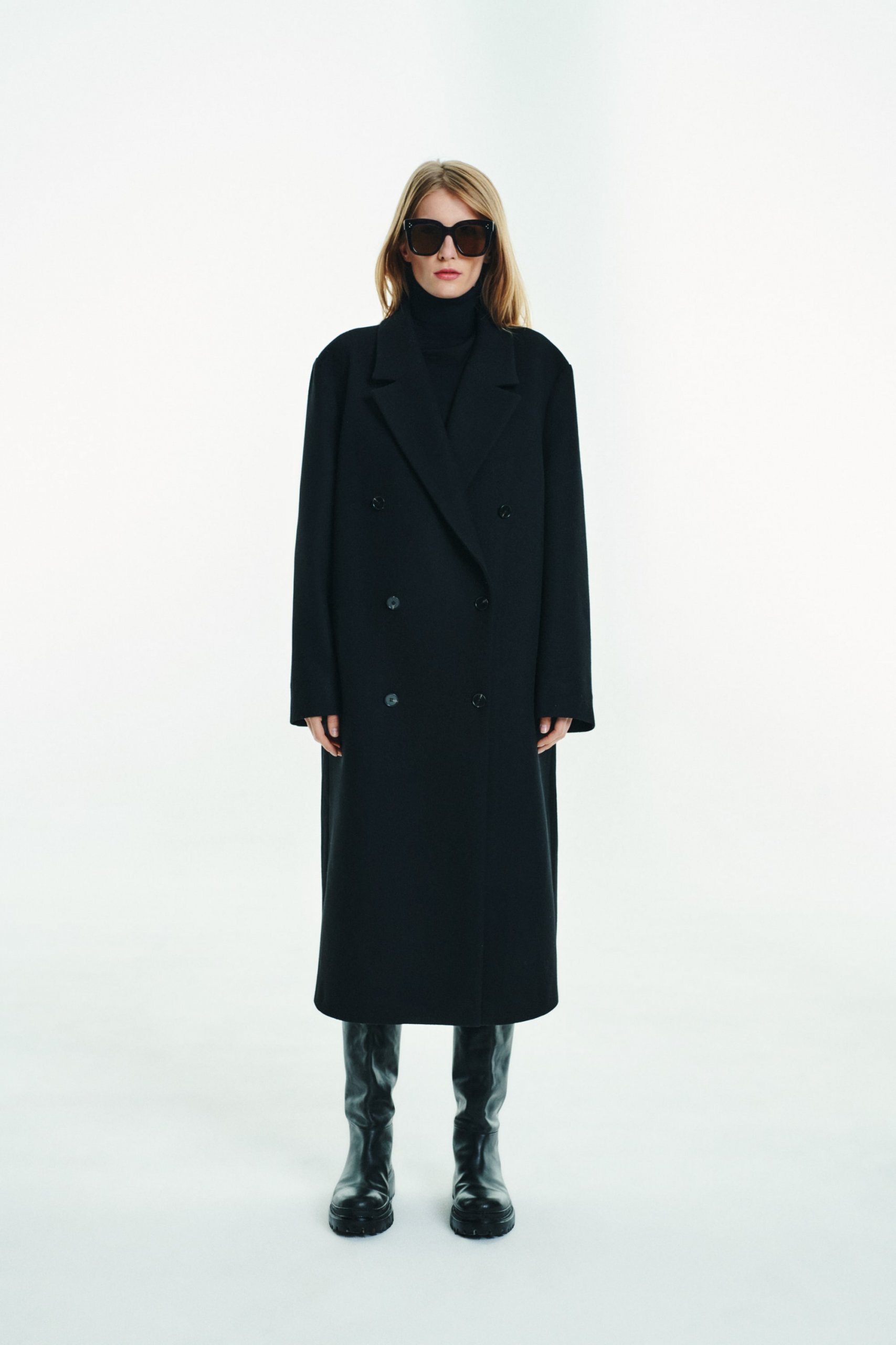 Long Black  Wool Coat