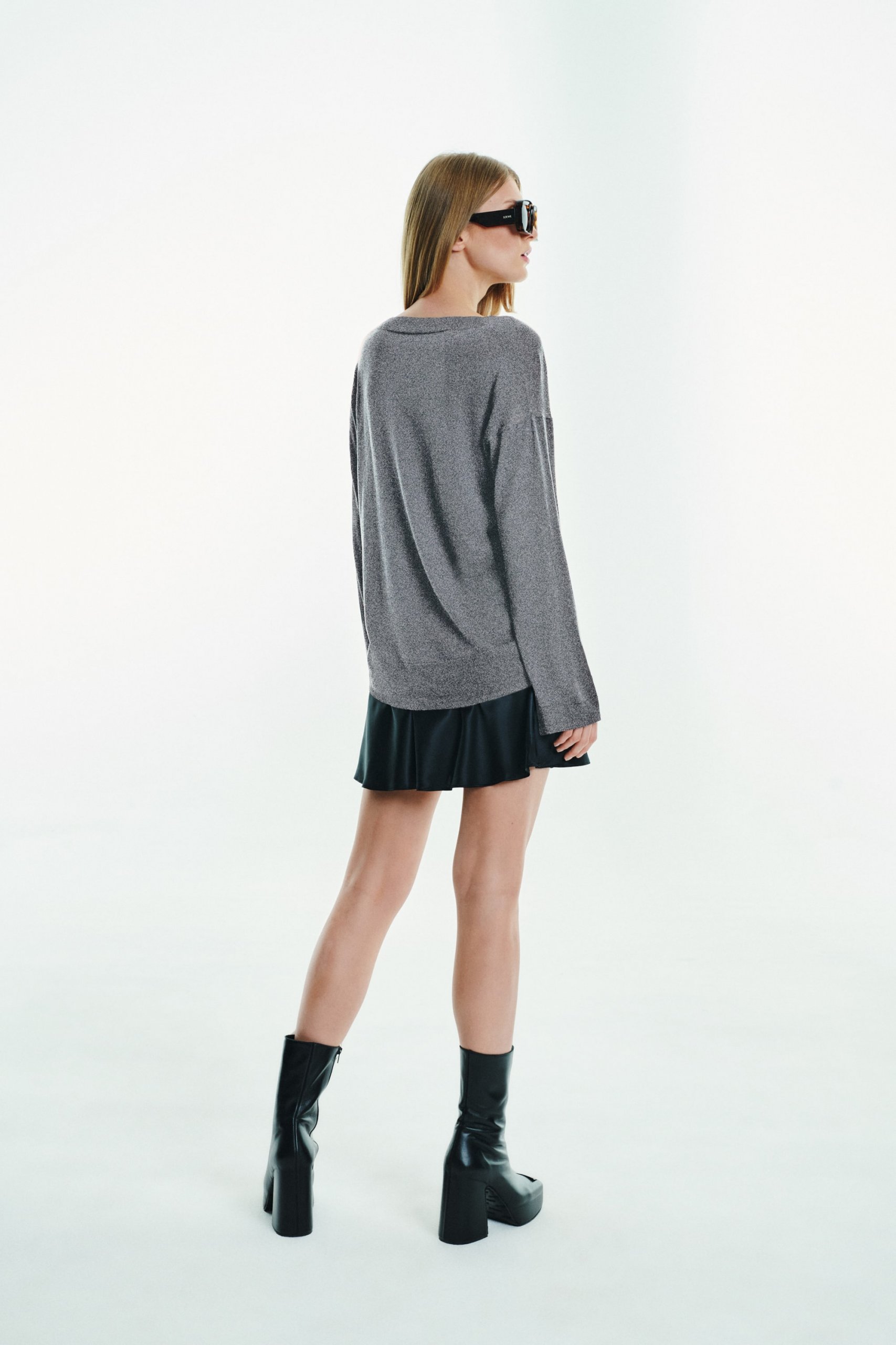 Jedwabny sweter oversize grey