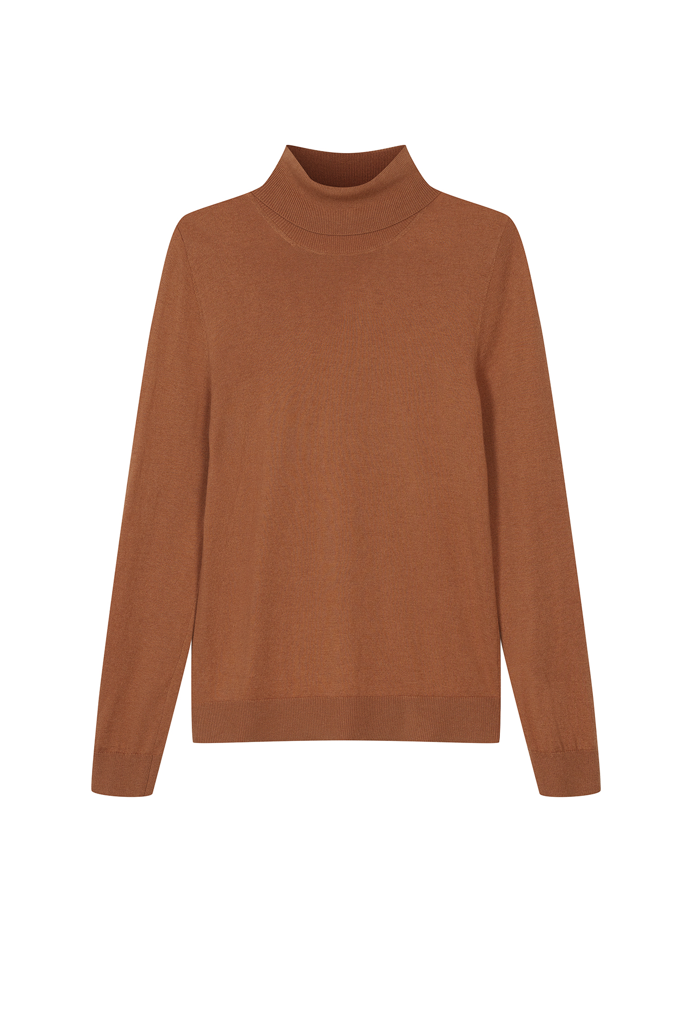 SILK TURTLENECK IN CAMEL