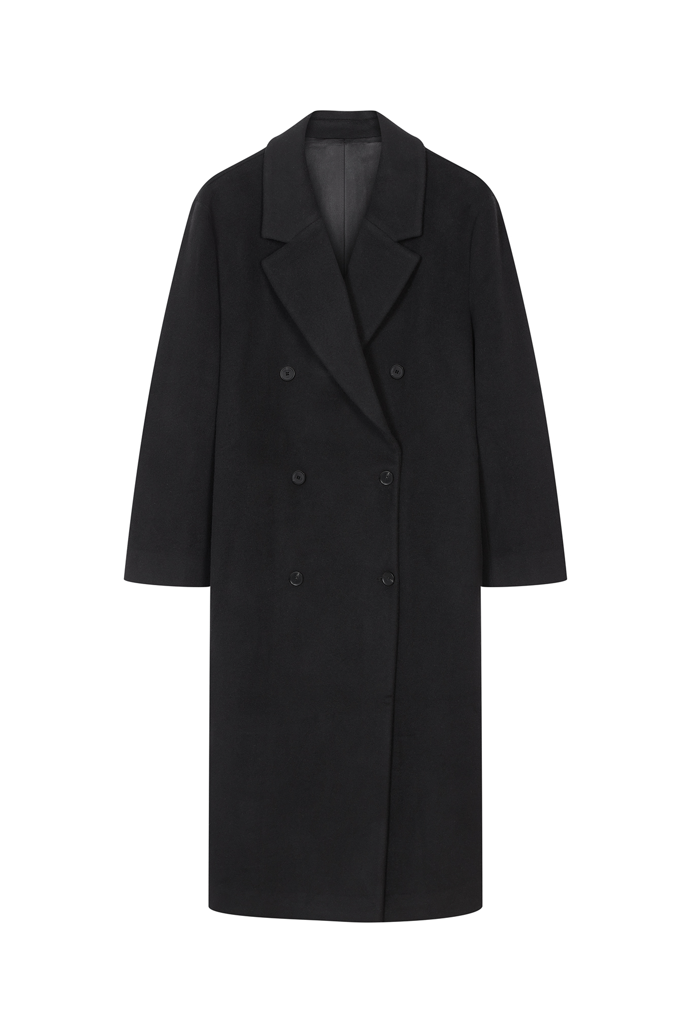 LONG WOOL COAT IN BLACK