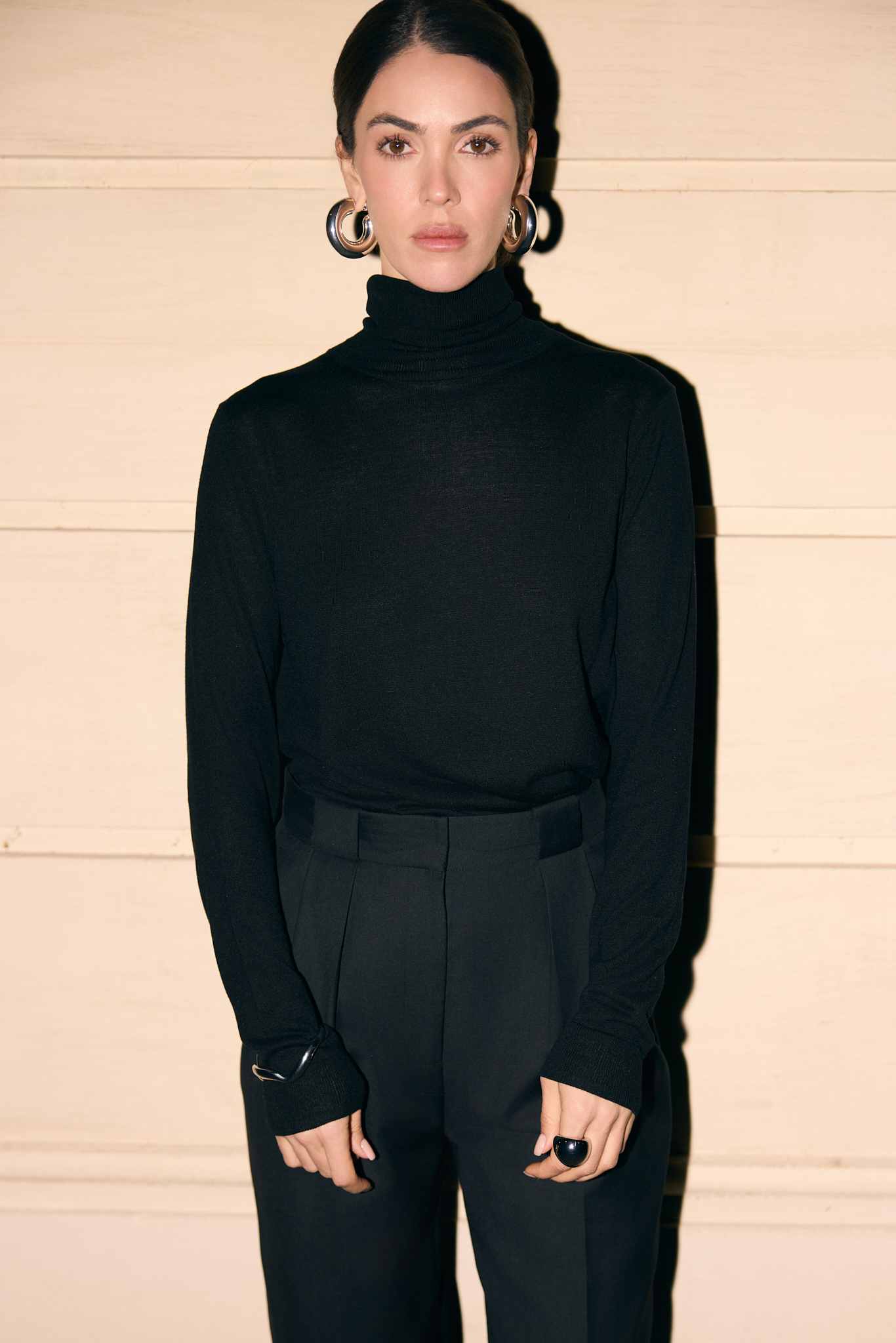 SILK TURTLENECK IN BLACK