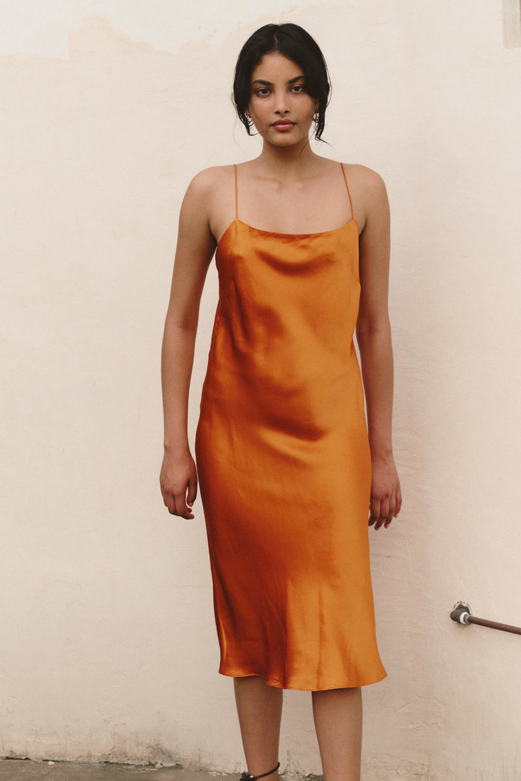 Silk Mini Dress in orange