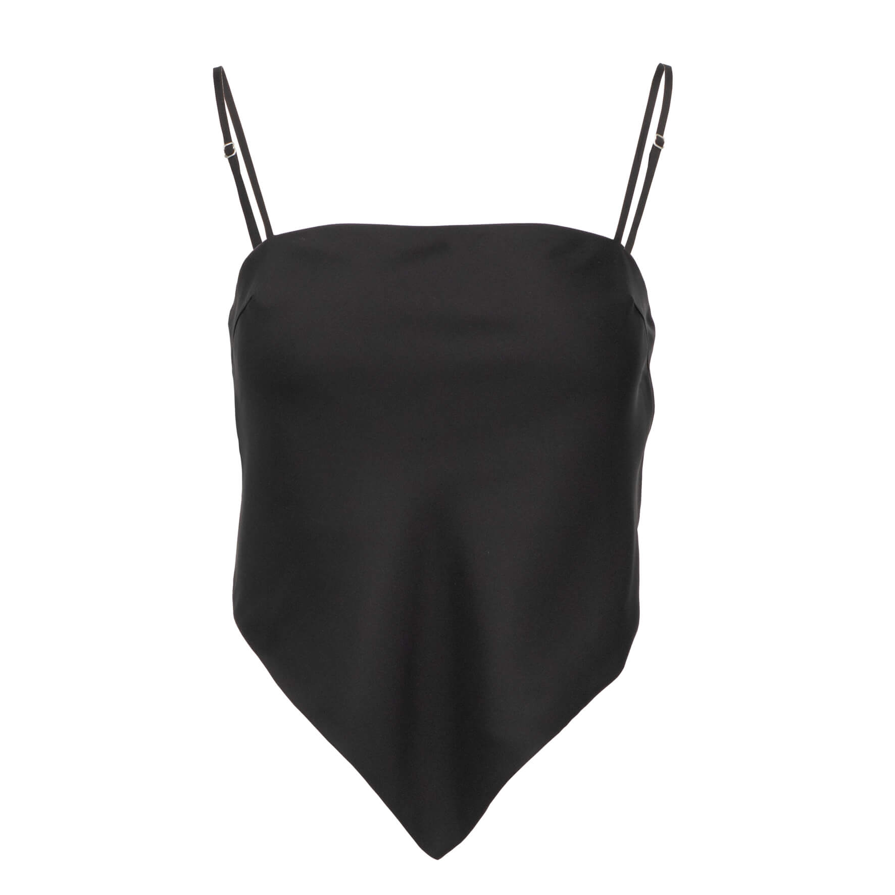 ASYMMETRIC SILK TOP WITH BINDING ON THE BACK IN BLACK
