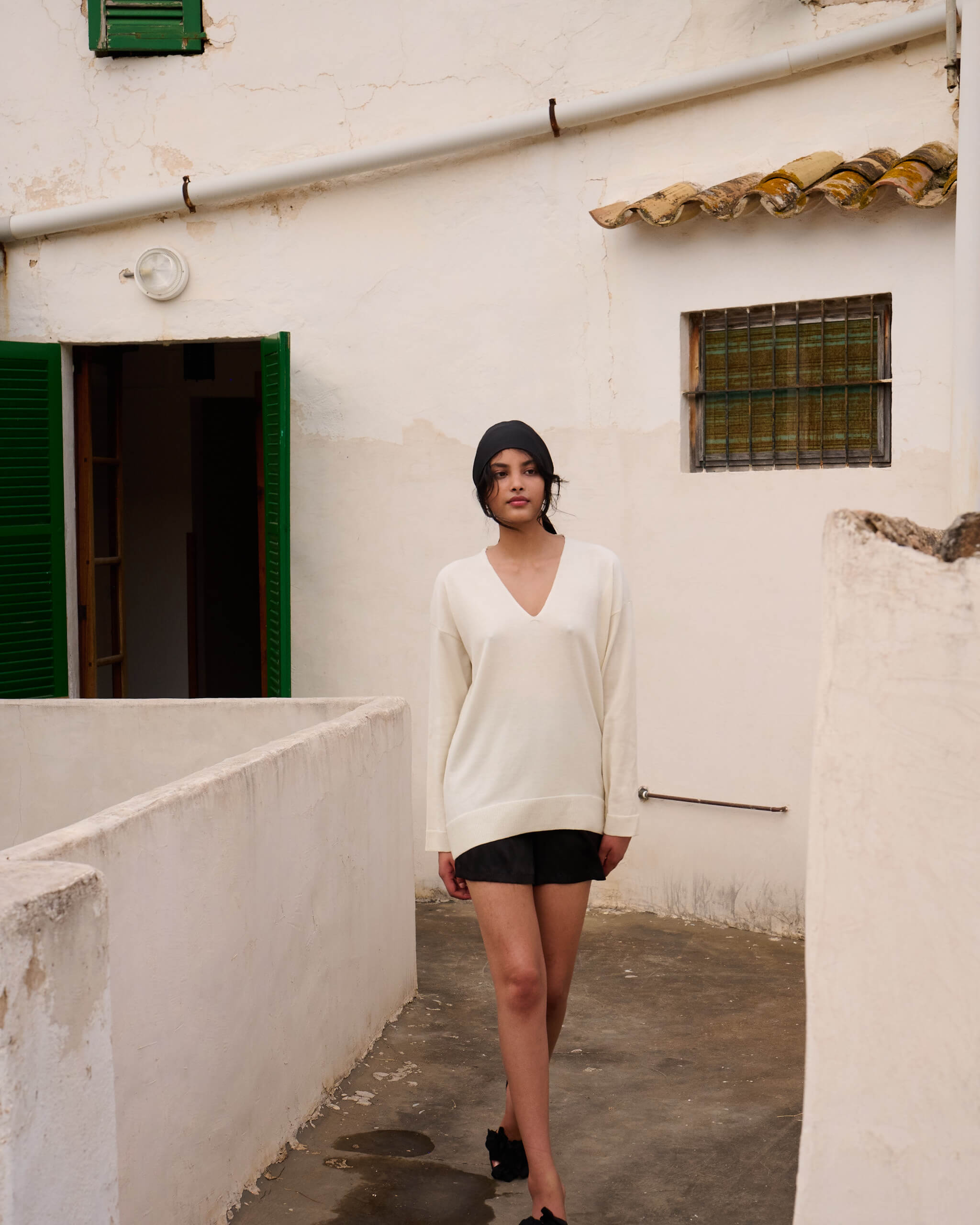 OVERSIZED SWEATER WITH WOOL AND SILK IN ECRU