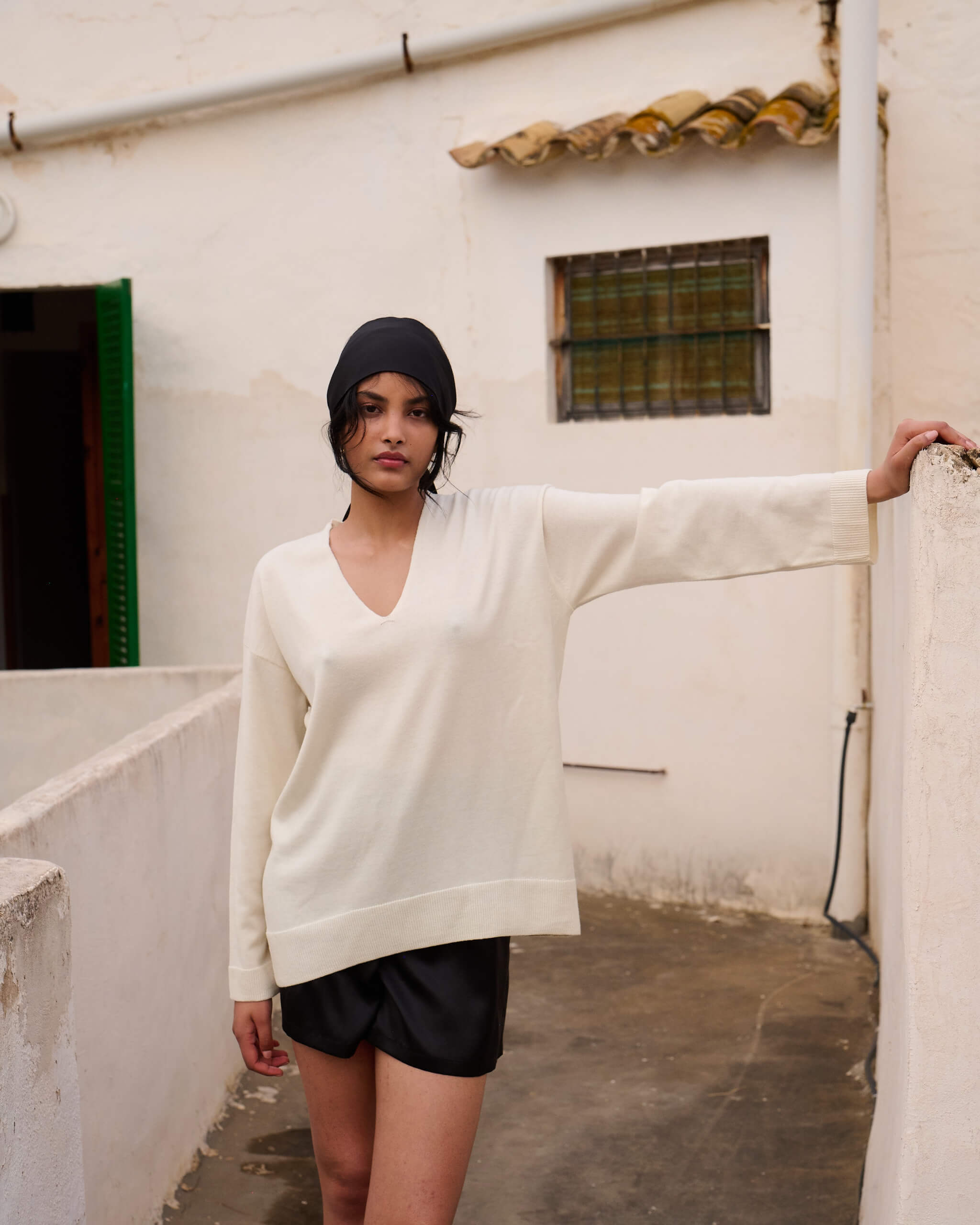 OVERSIZED SWEATER WITH WOOL AND SILK IN ECRU