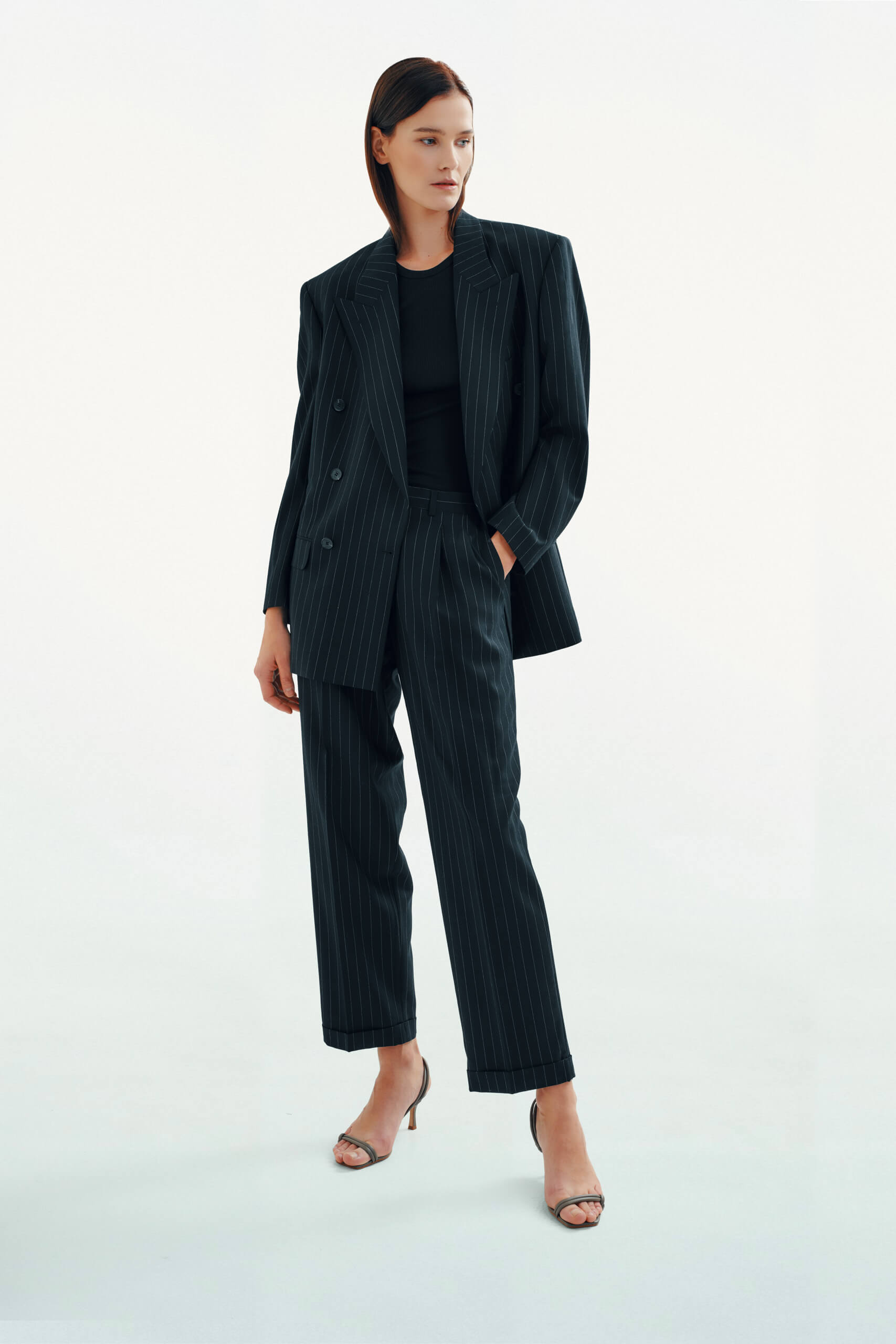 WOOL AND SILK SUIT IN NAVY