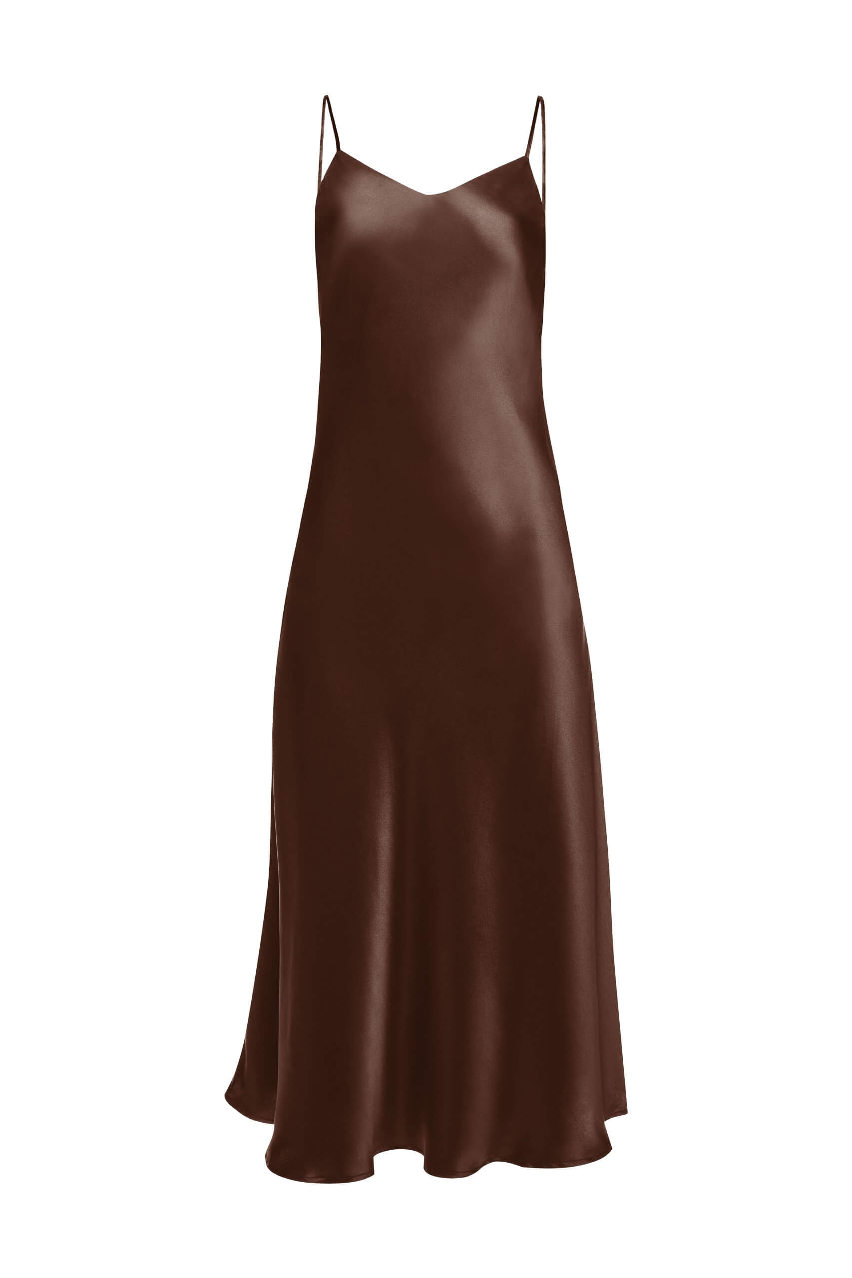 Jedwabna sukienka maxi brown