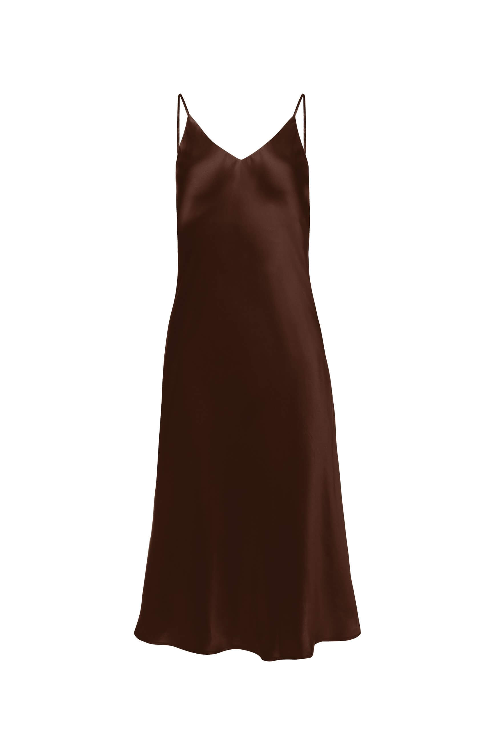 Jedwabna sukienka midi brown