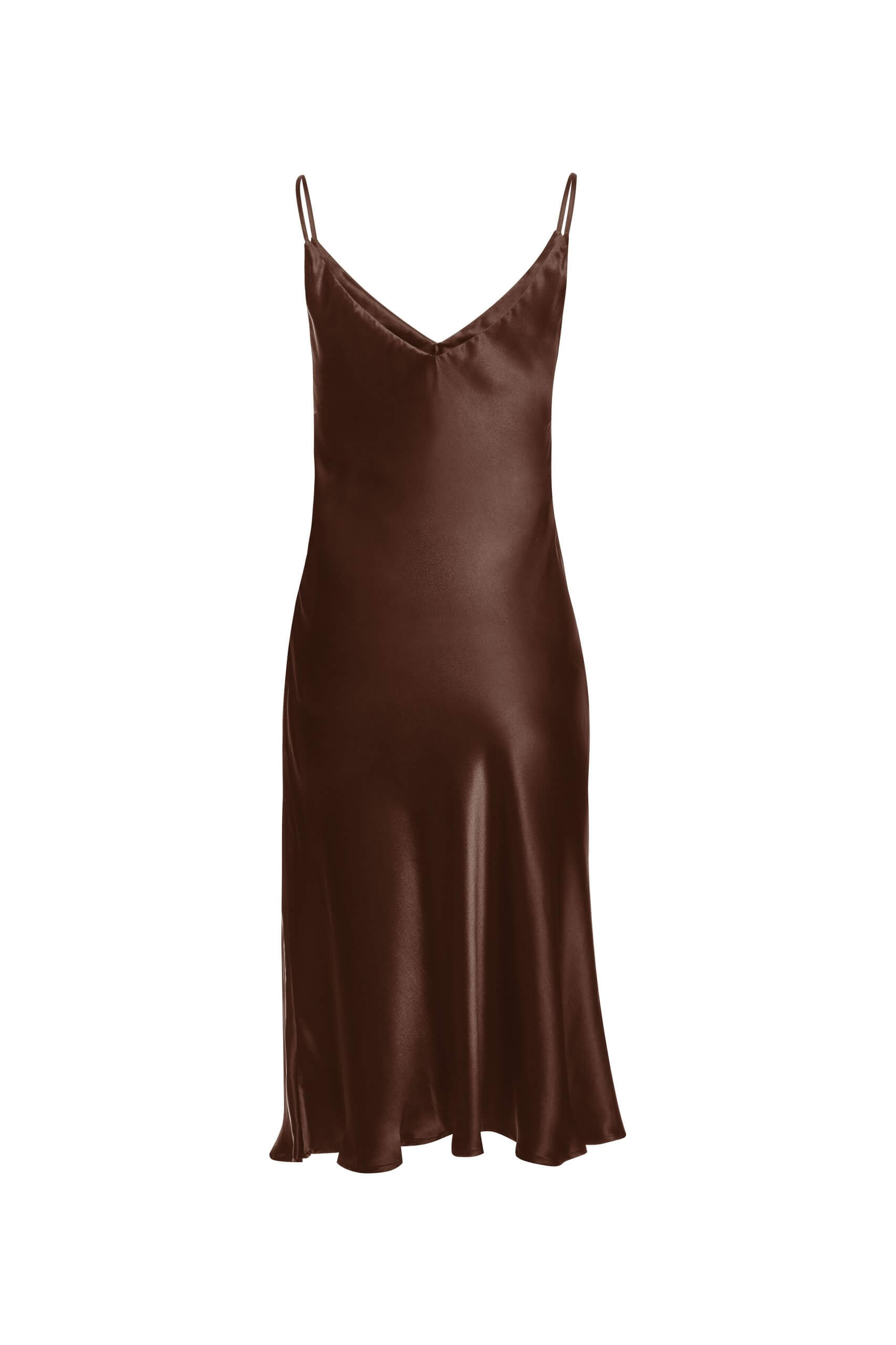 Jedwabna sukienka midi brown