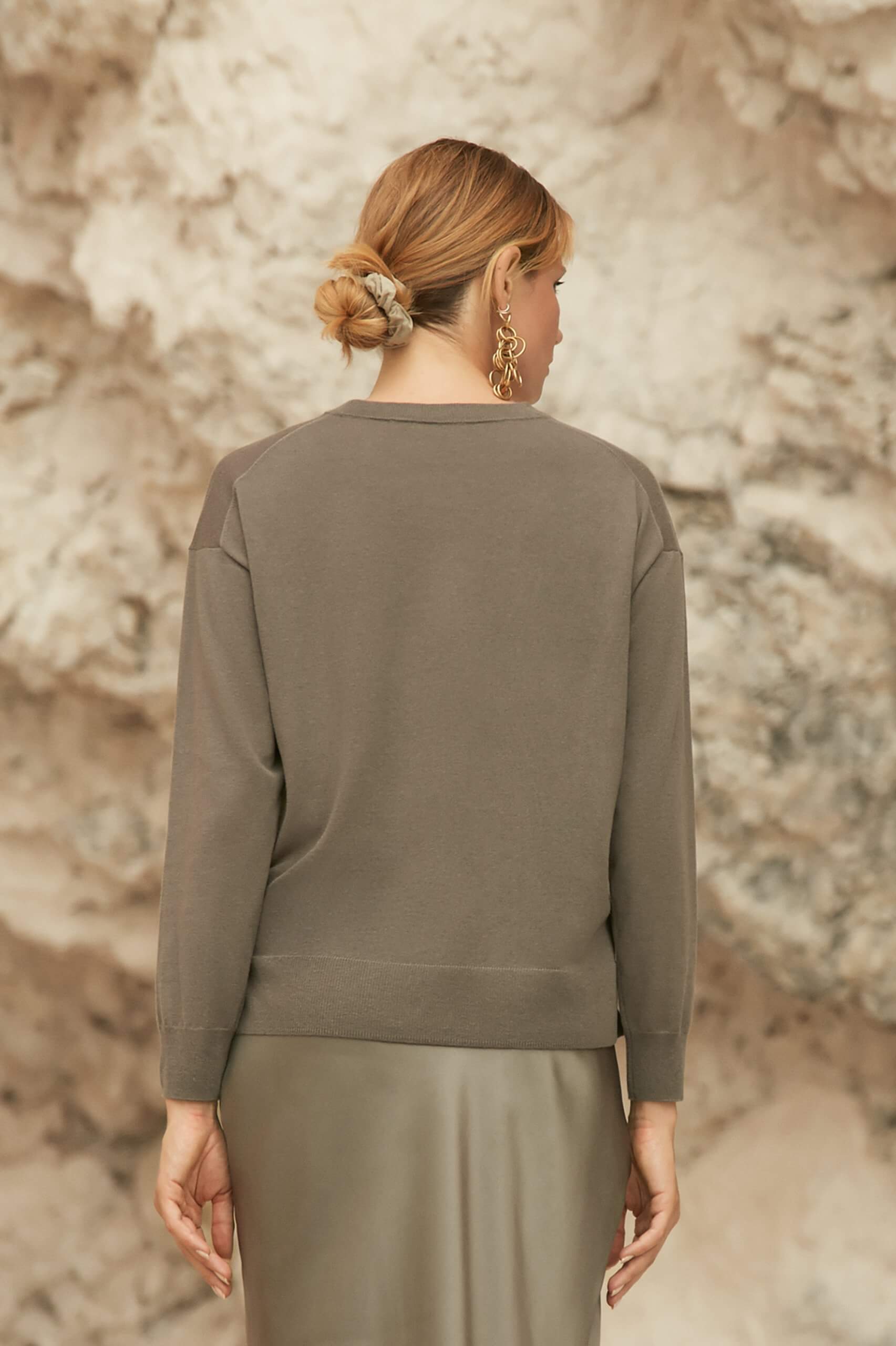 SWEATER WITH WOOL AND SILK IN GREEN