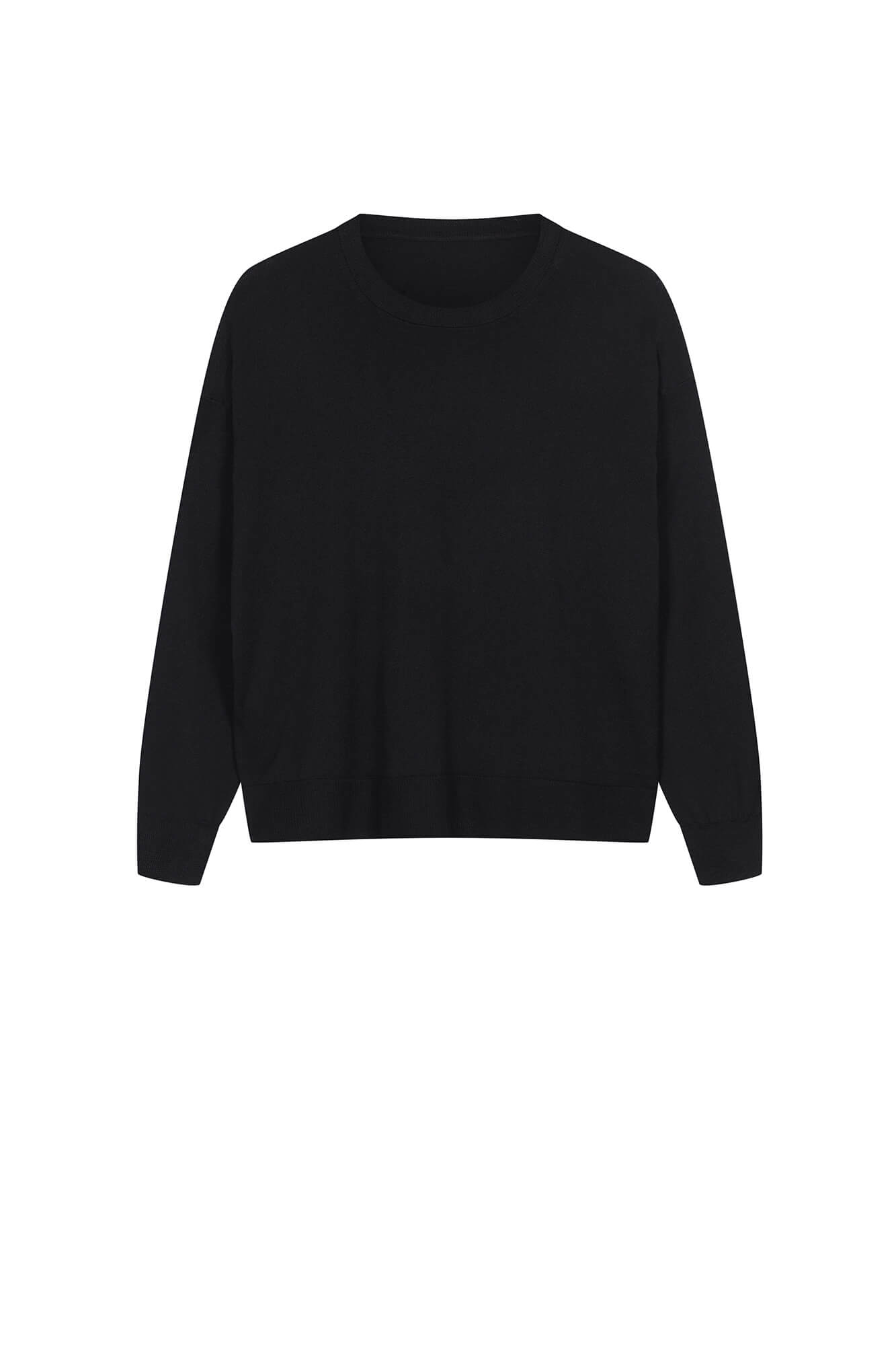SWEATER WITH WOOL AND SILK IN BLACK