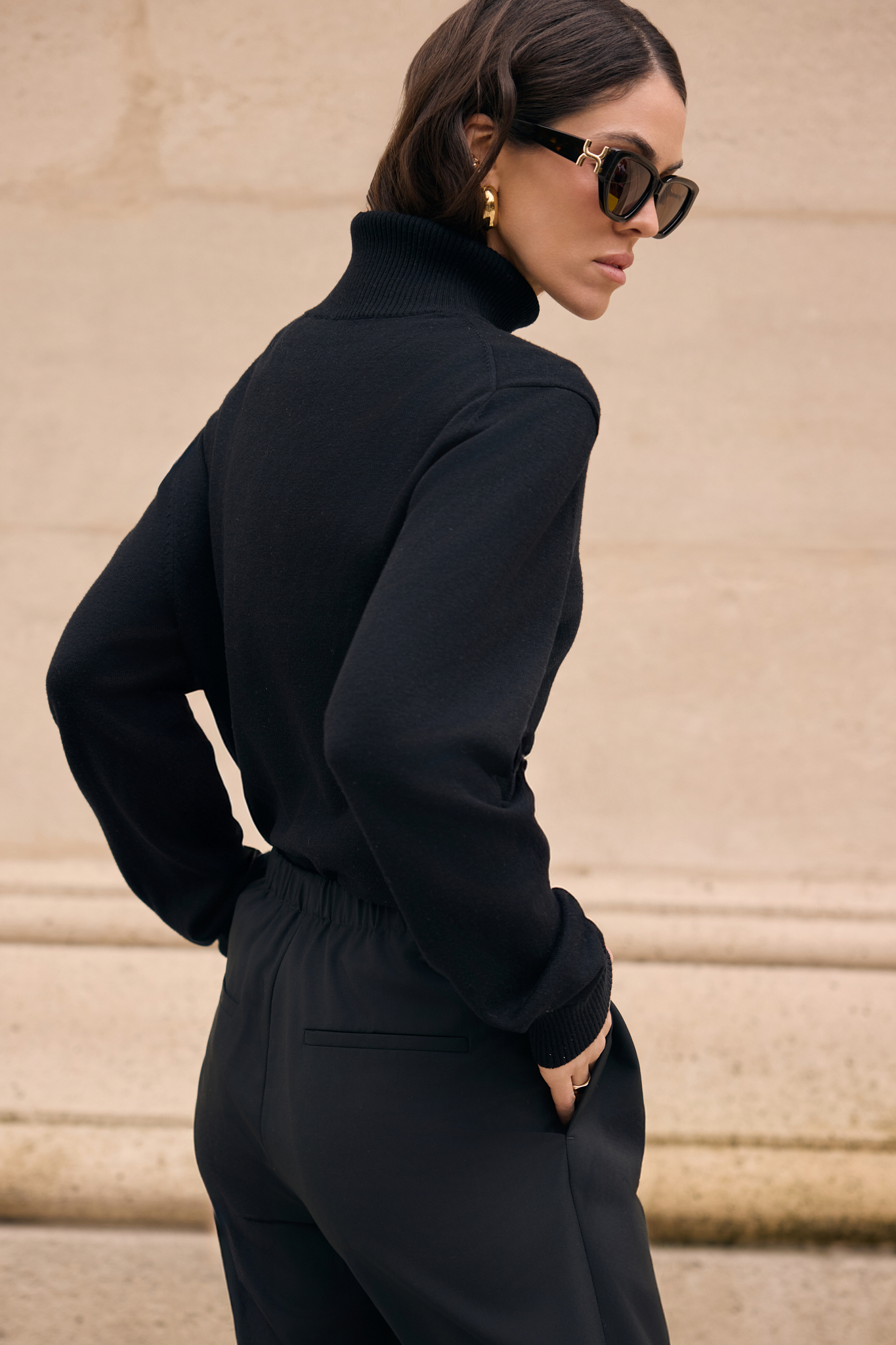 WOOL TURTLENECK WITH SILK IN BLACK