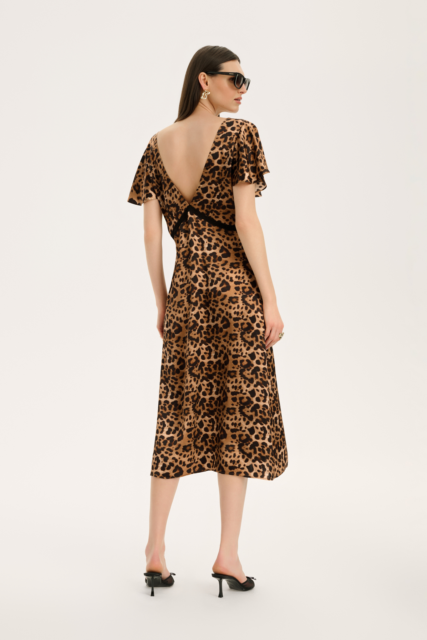 SILK DRESS WITH EMBROIDERY IN LEO PRINT