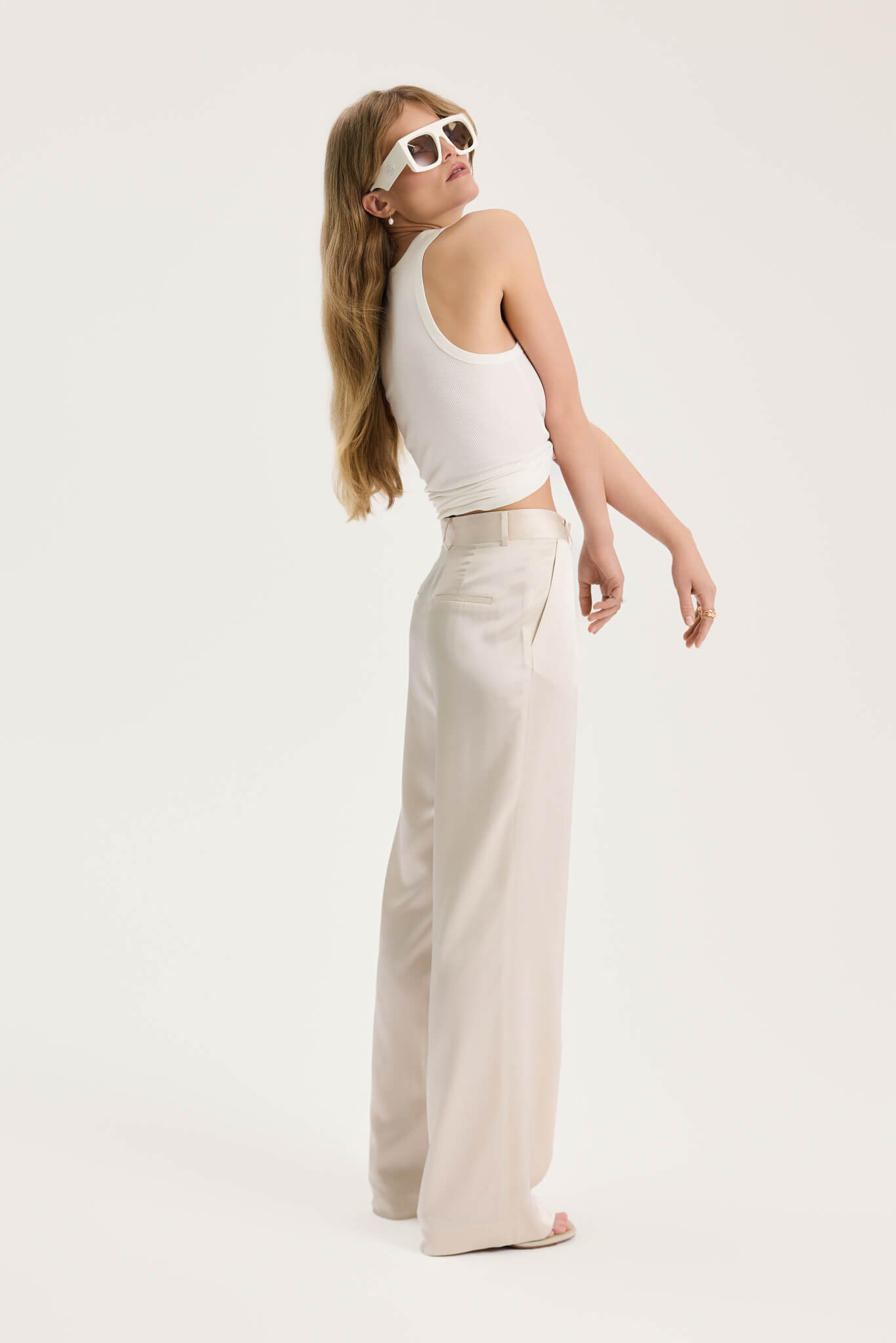 SILK SUIT TROUSERS IN IVORY