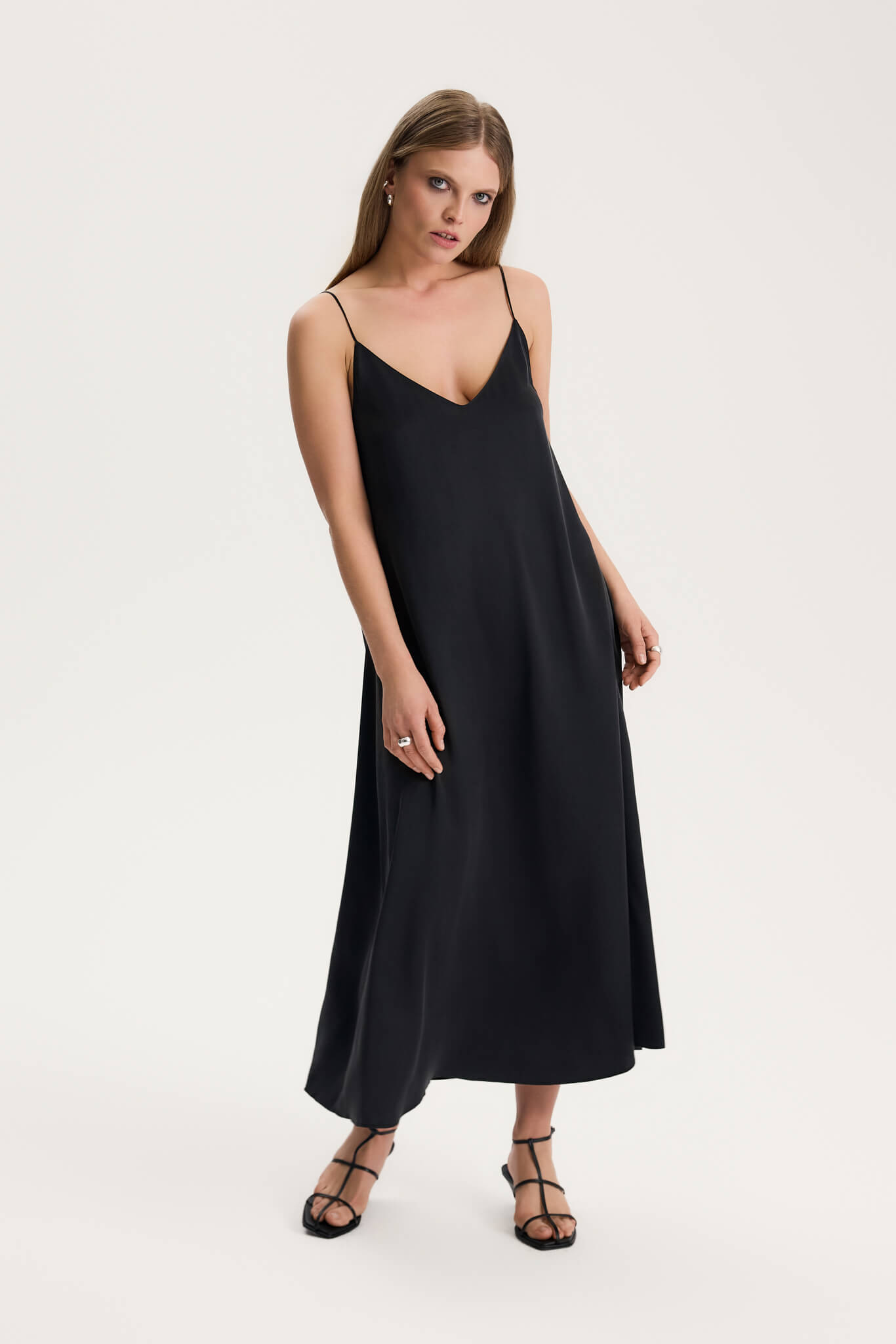 SILK DRESS WITH A BACK NECKLINE