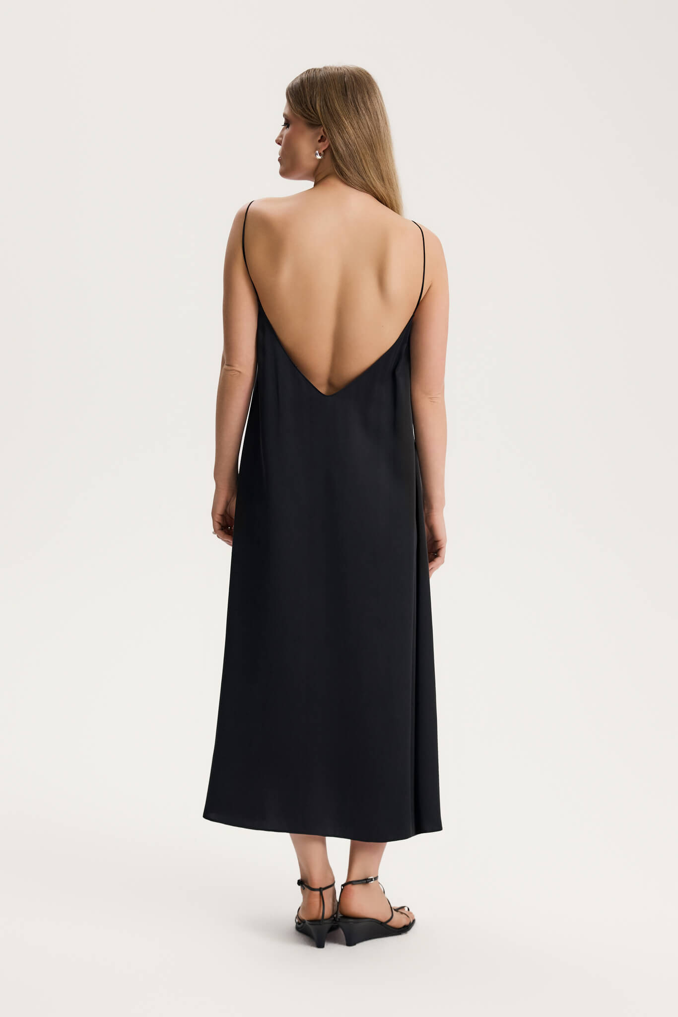 SILK DRESS WITH A BACK NECKLINE