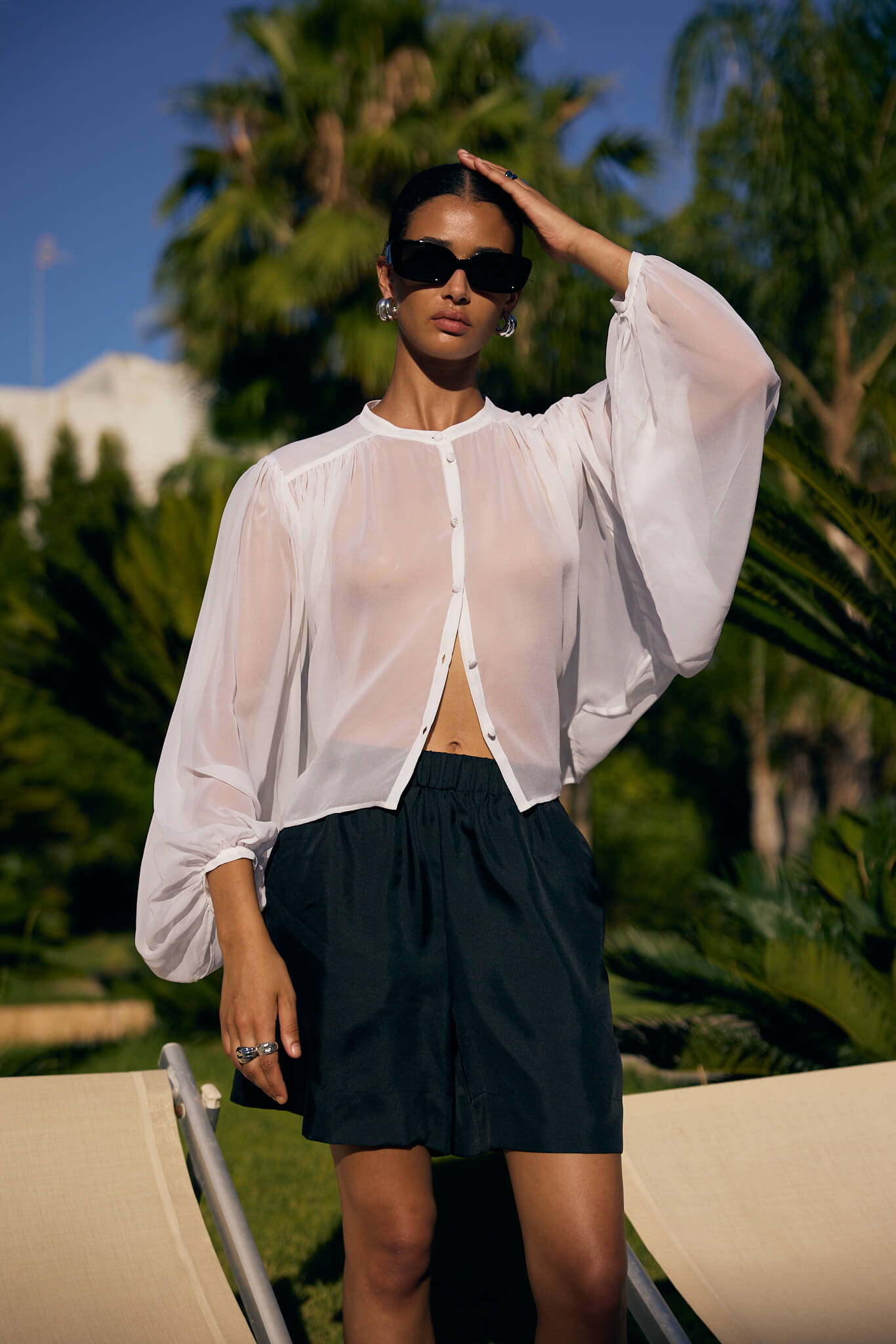 SILK BLOUSE WITH KIMONO SLEEVES IN ECRU