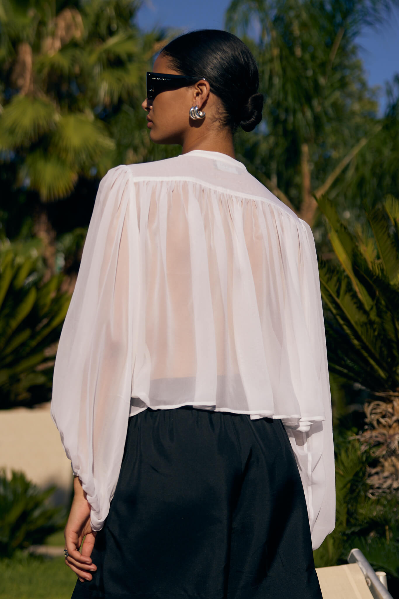 SILK BLOUSE WITH KIMONO SLEEVES IN ECRU