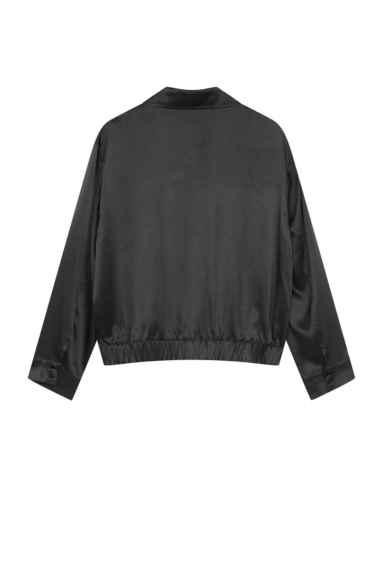 SILK BOMBER JACKET IN BLACK