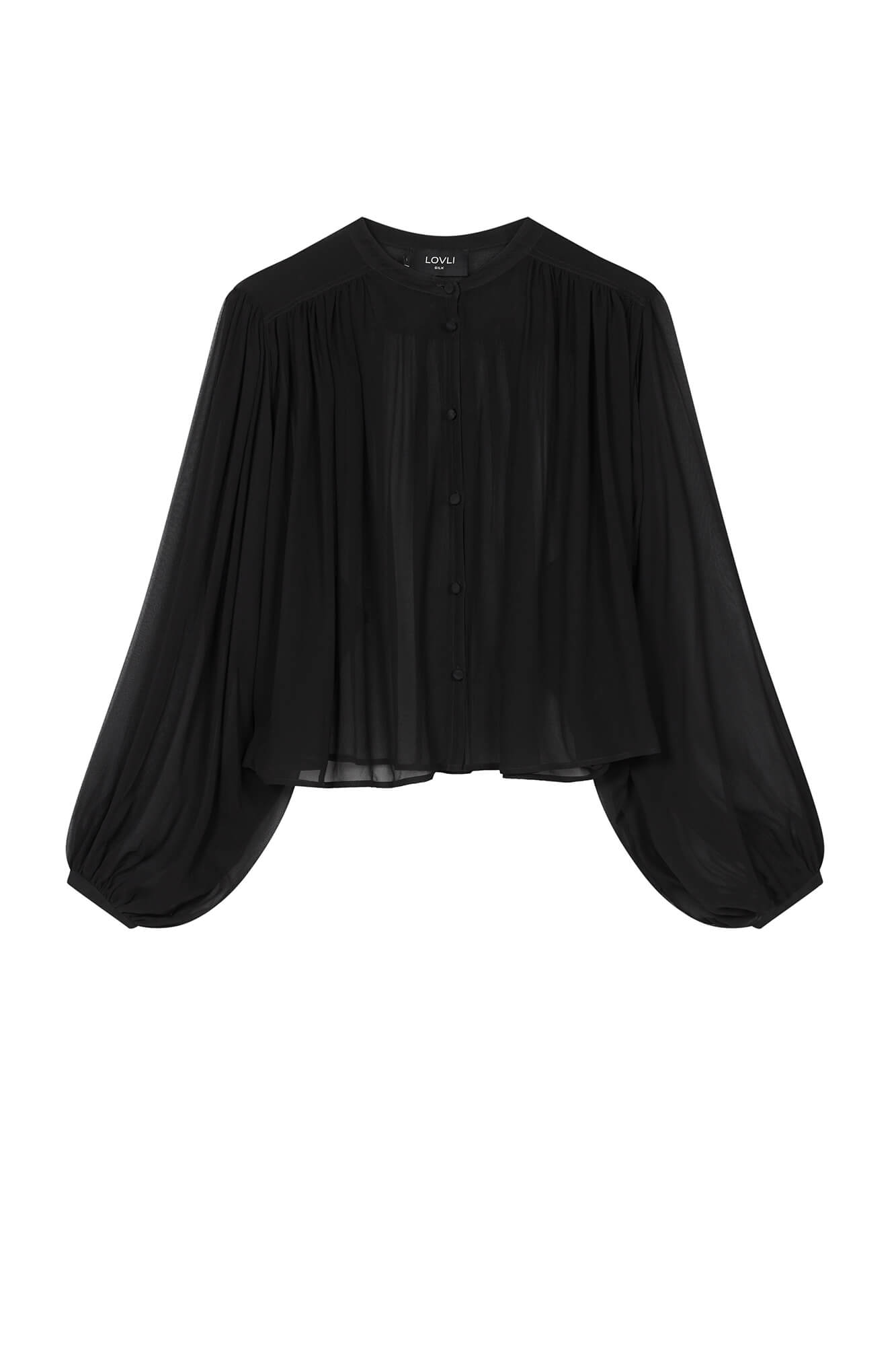 SILK BLOUSE WITH KIMONO SLEEVES IN BLACK