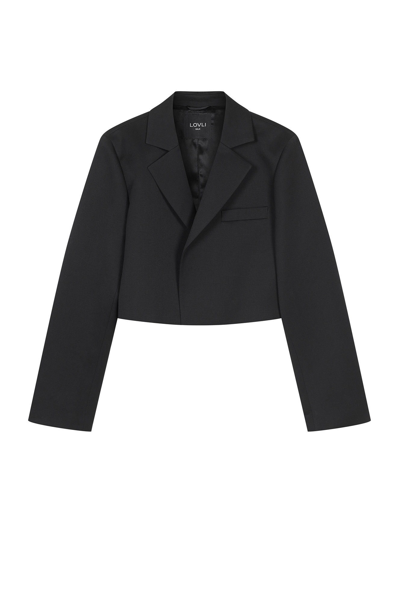 SHORT WOOL BLAZER IN BLACK