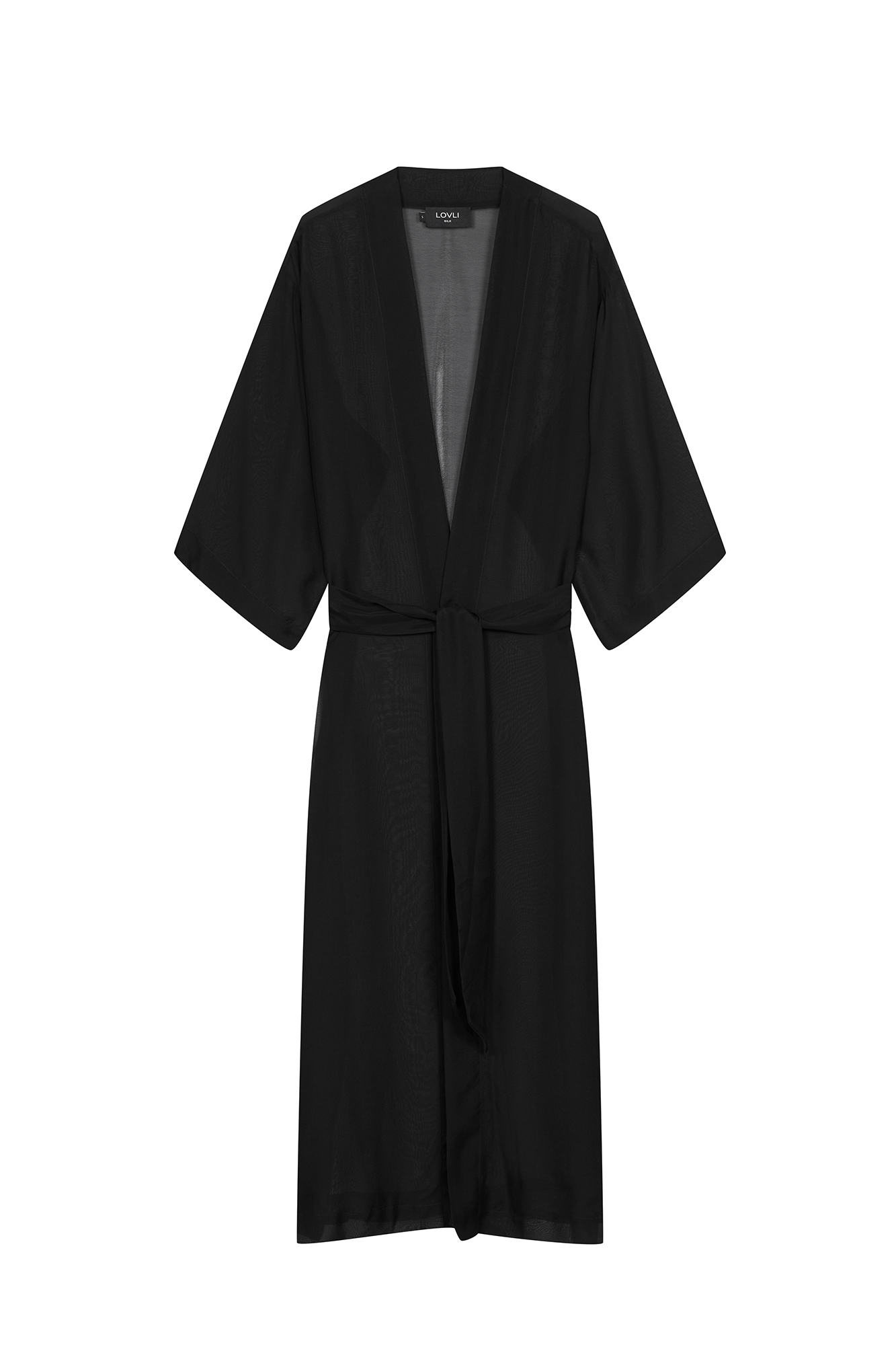 SILK CHIFFON ROBE IN BLACK