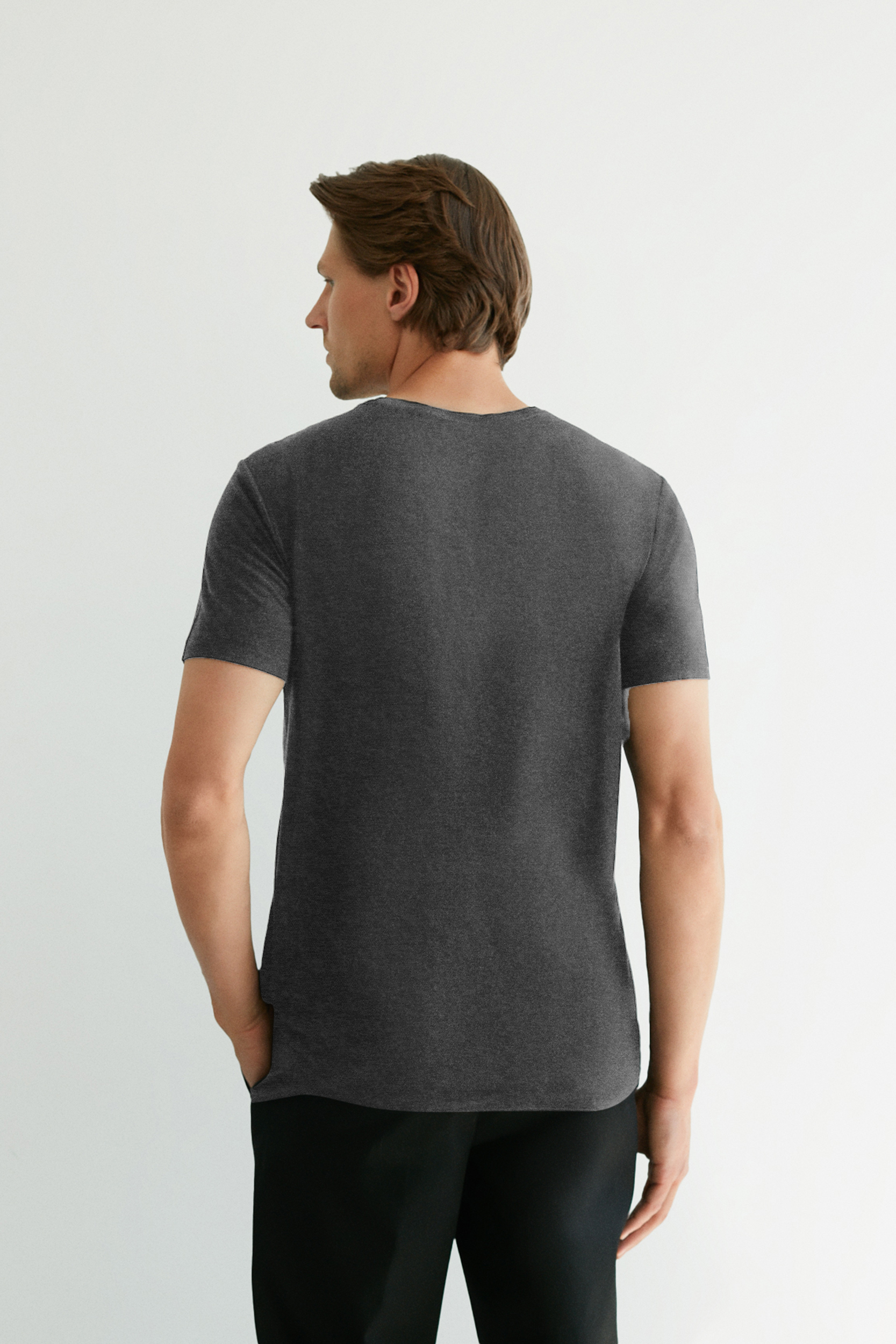 SILK MEN'S T-SHIRT IN SILVER