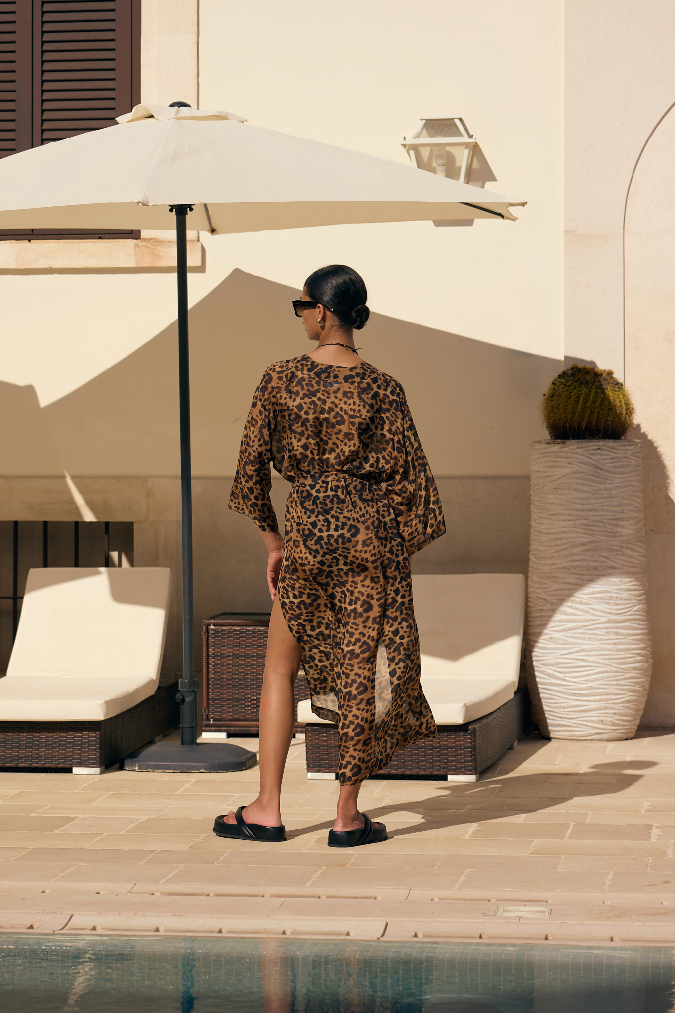 SILK CHIFFON ROBE IN LEO PRINT