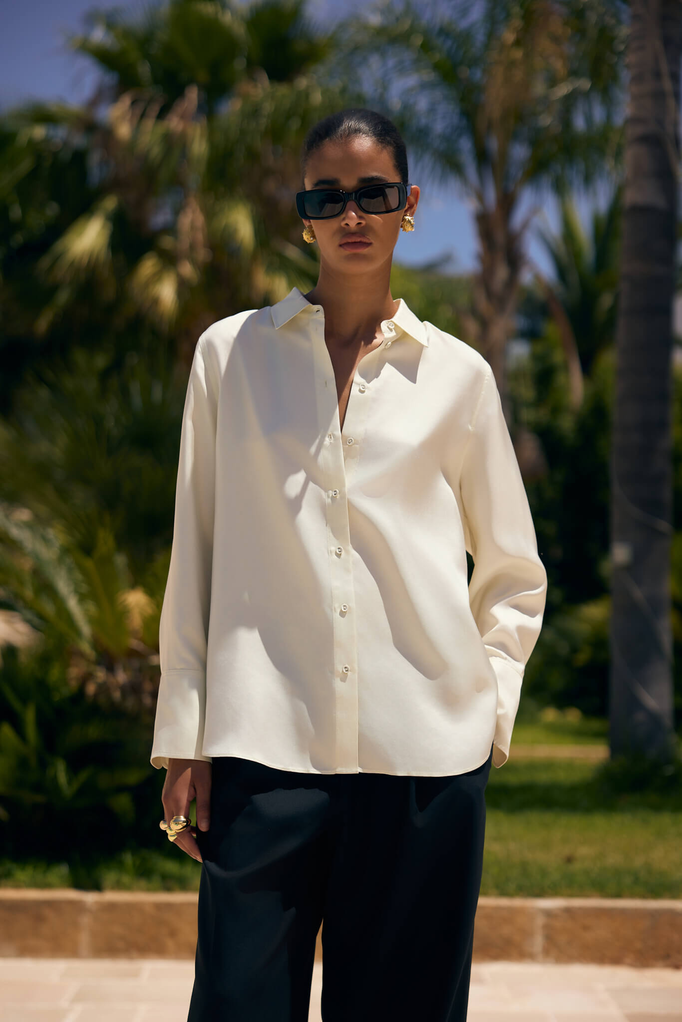 SILK TWILL SHIRT IN ECRU