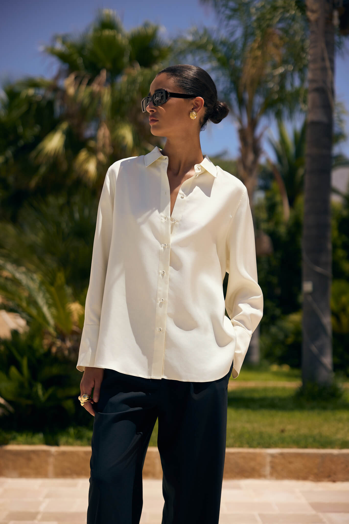 SILK TWILL SHIRT IN ECRU