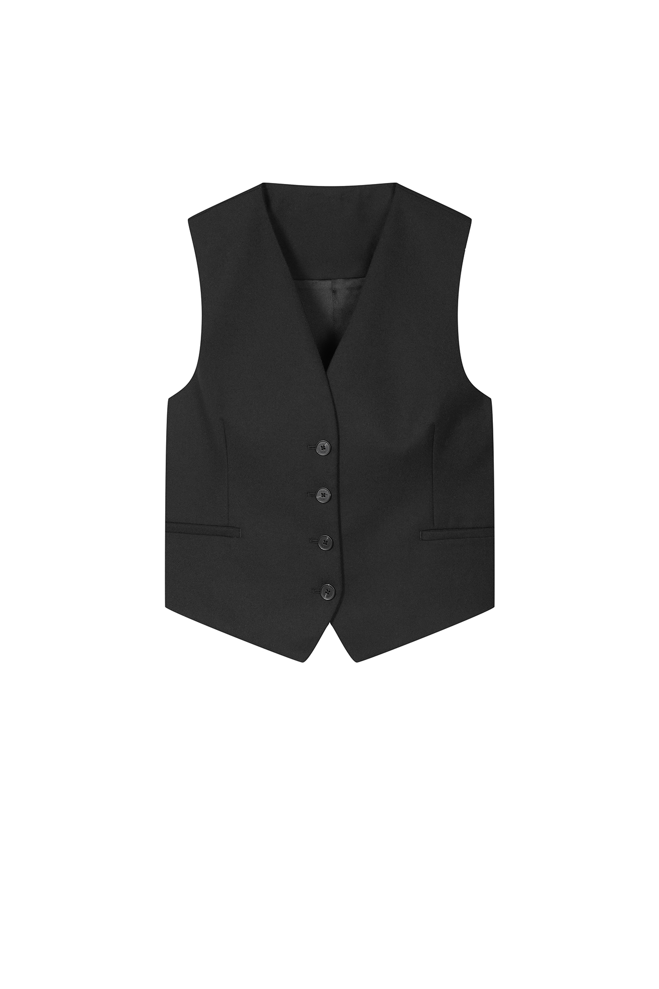 WOOL AND SILK VEST IN BLACK