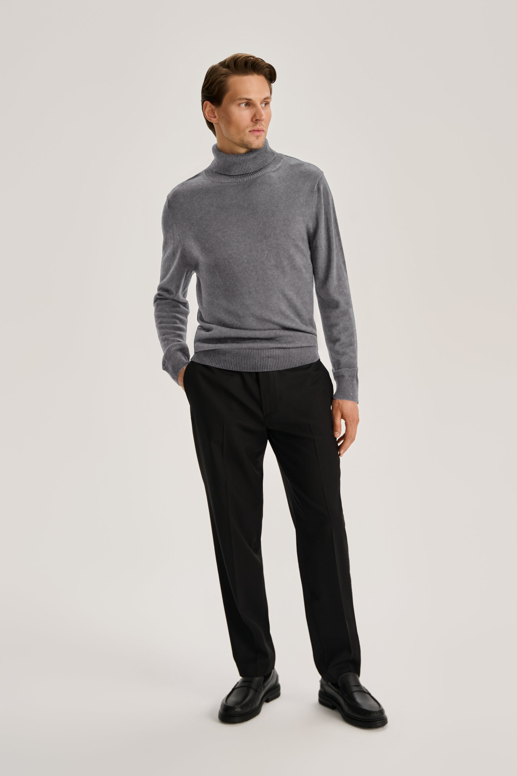 MEN'S WOOL TURTLENECK WITH SILK IN GREY