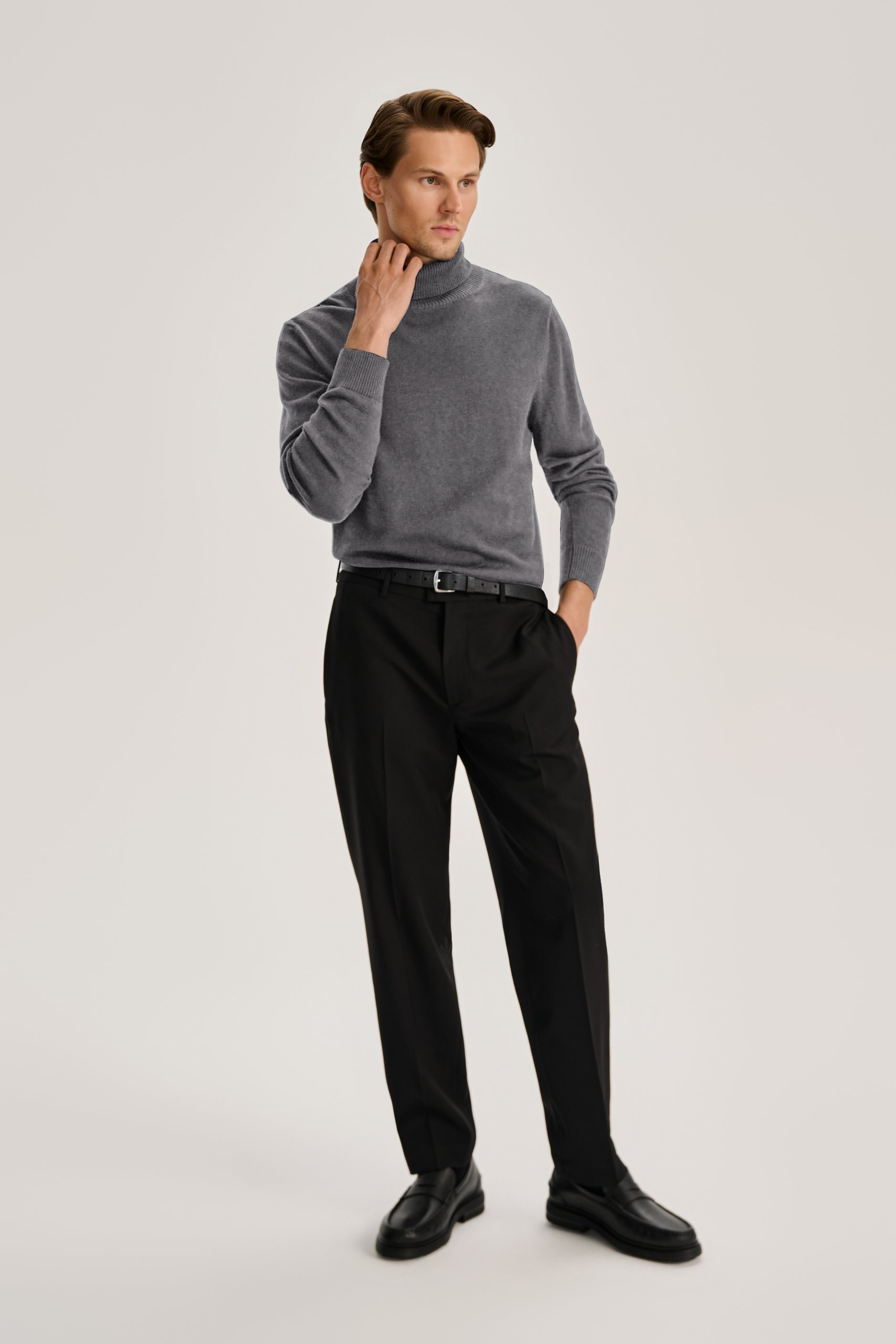 MEN'S WOOL TURTLENECK WITH SILK IN GREY