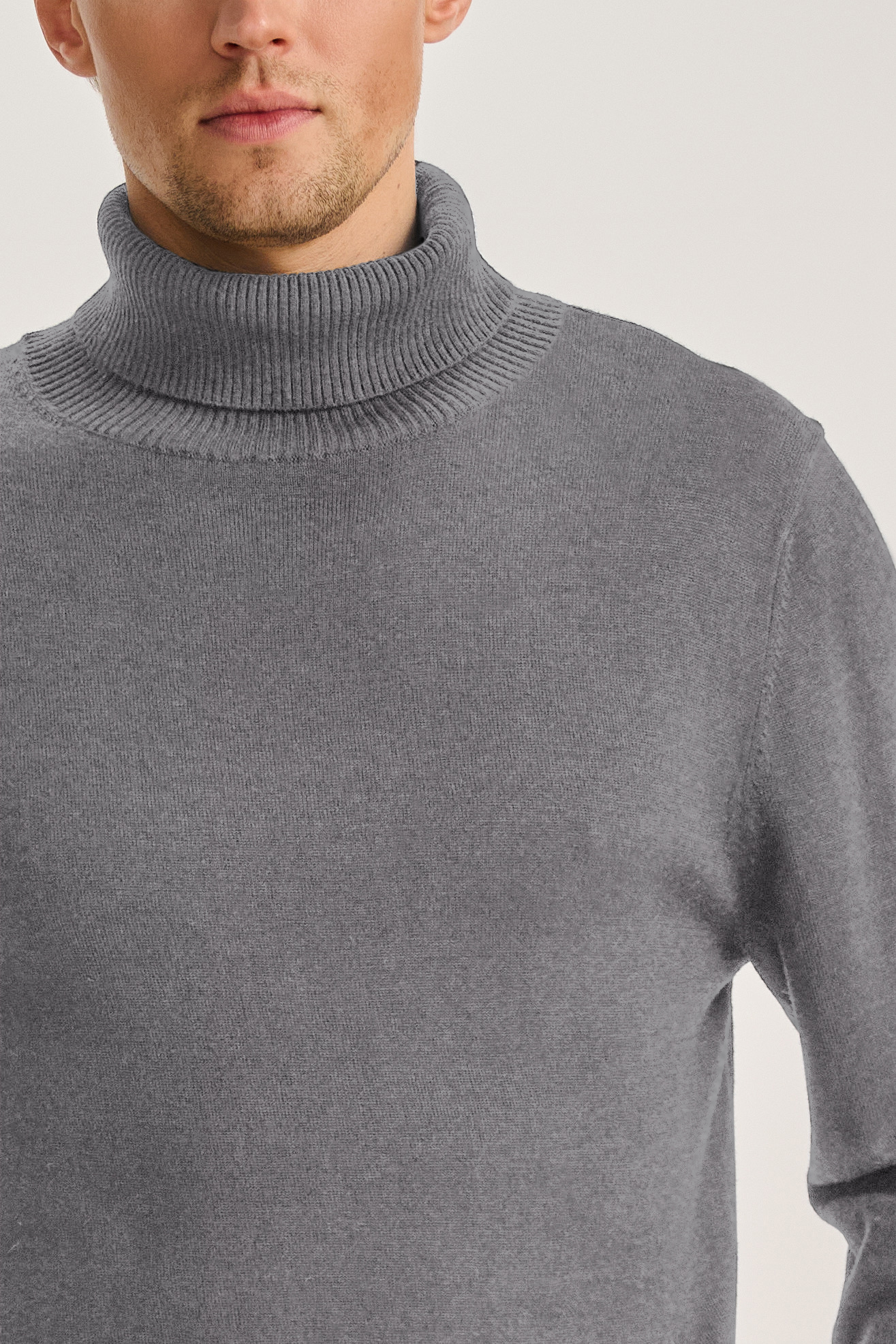 MEN'S WOOL TURTLENECK WITH SILK IN GREY