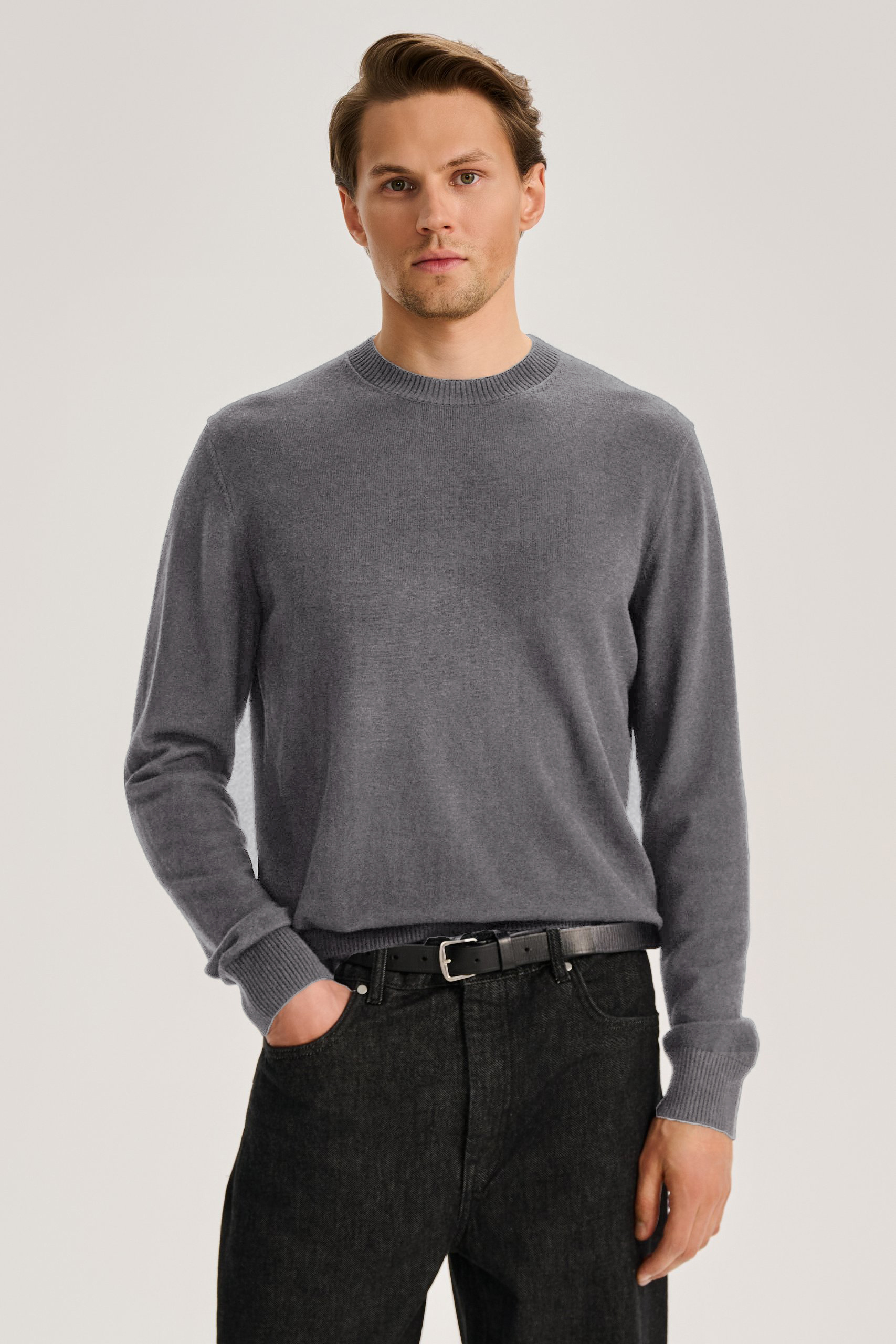 MEN'S WOOL SWEATER WITH SILK IN GREY