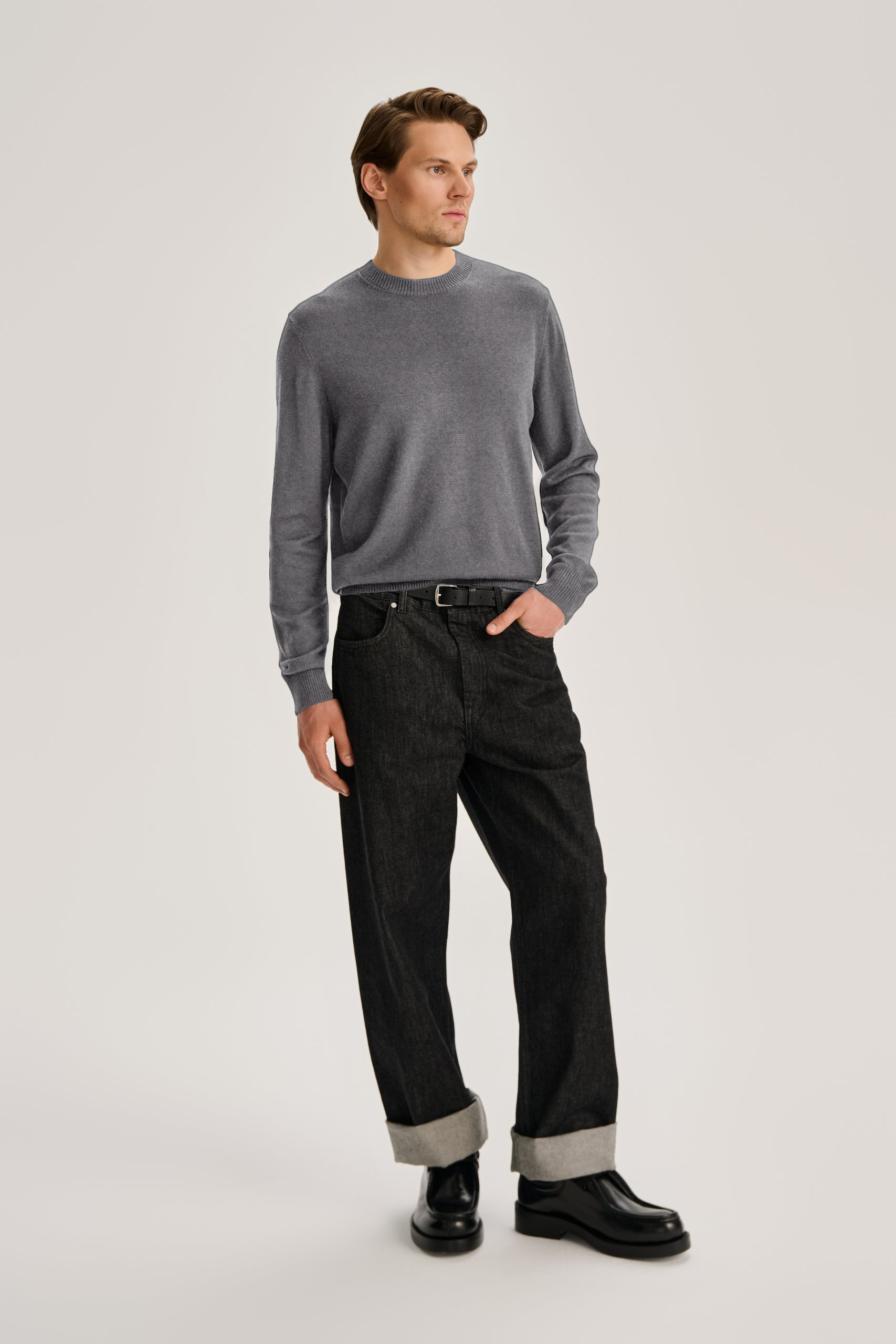 MEN'S WOOL SWEATER WITH SILK IN GREY