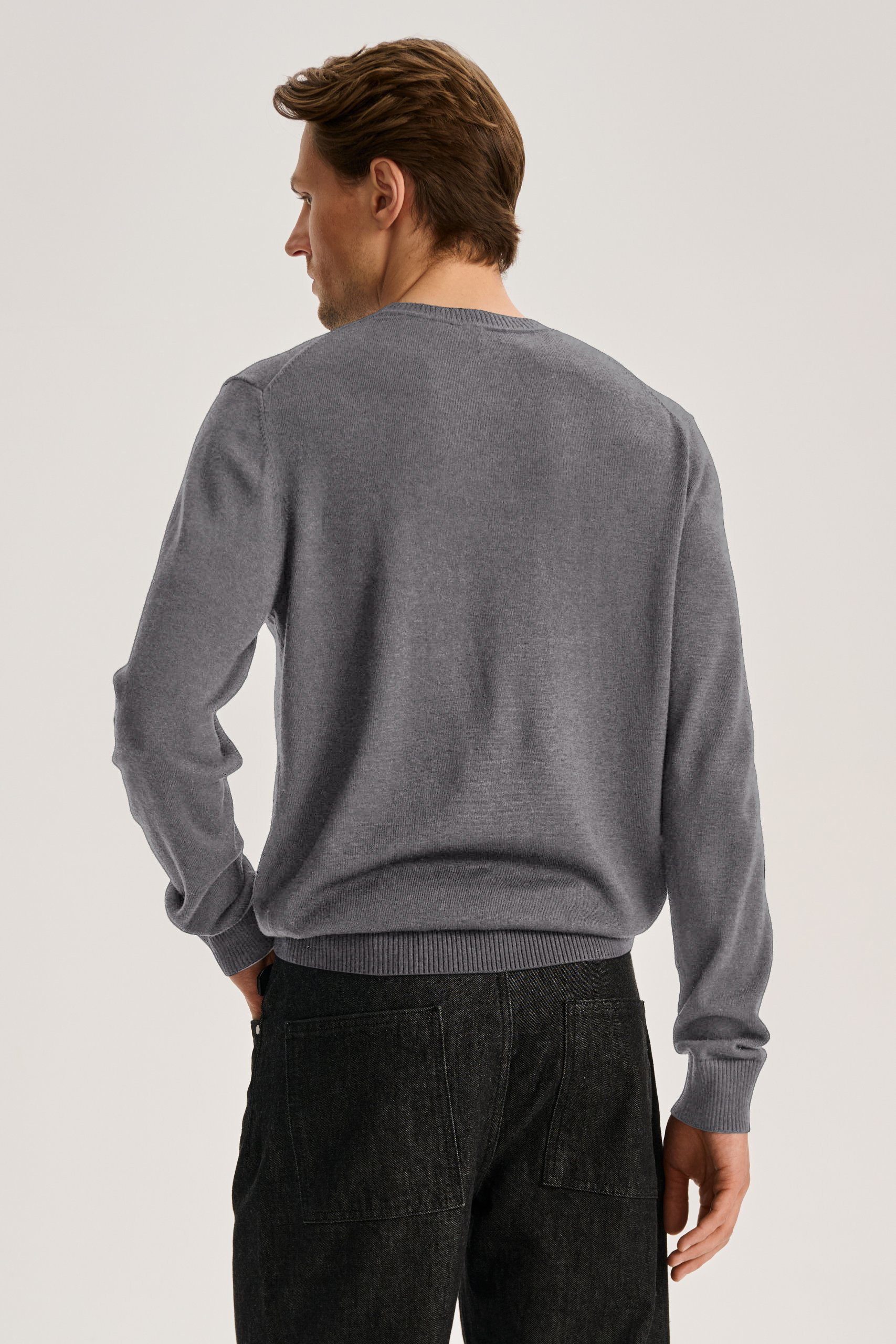 MEN'S WOOL SWEATER WITH SILK IN GREY