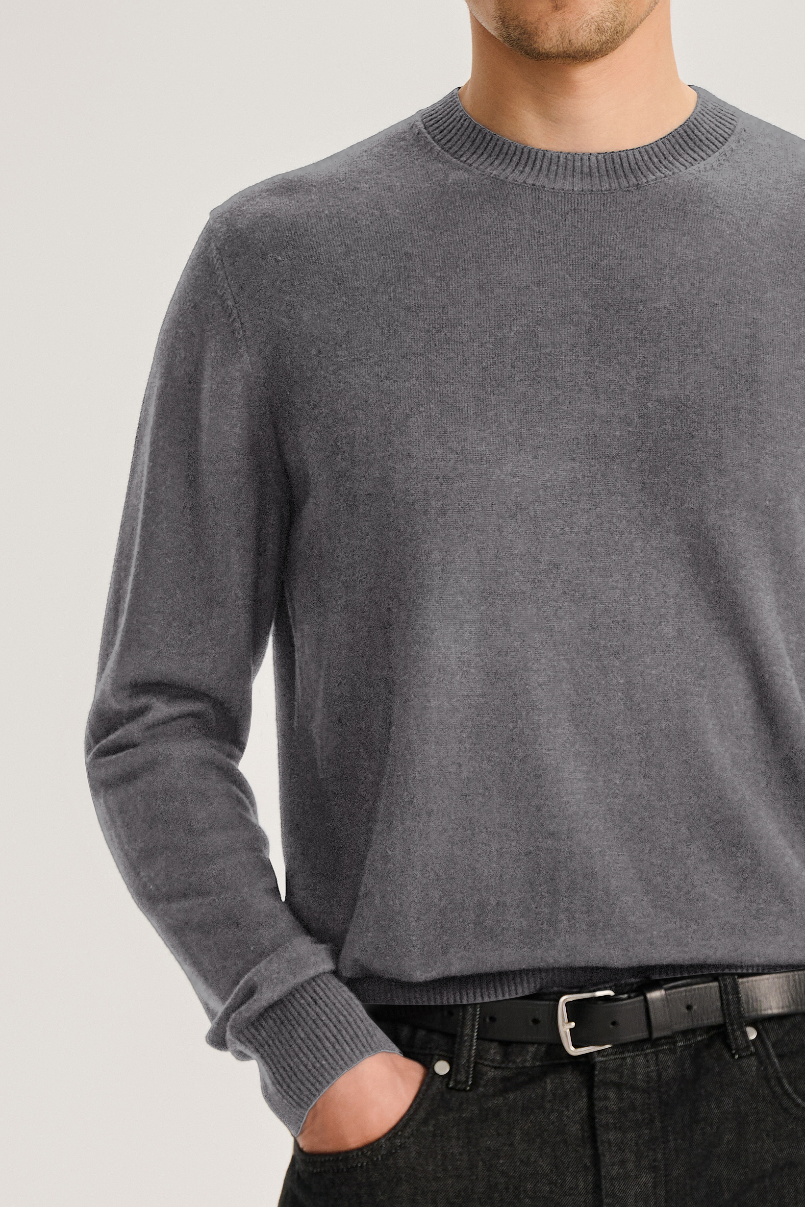 MEN'S WOOL SWEATER WITH SILK IN GREY