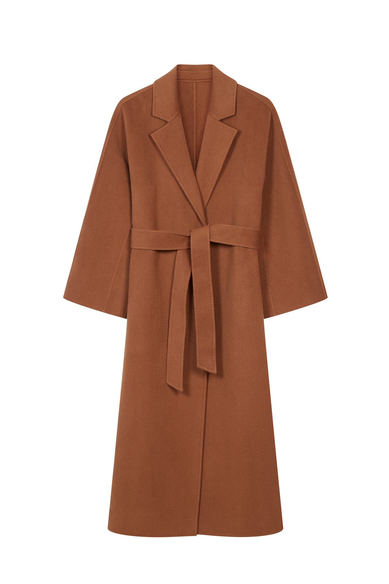 WOOL COAT WITH CASHMERE AND SILK IN TOBACCO