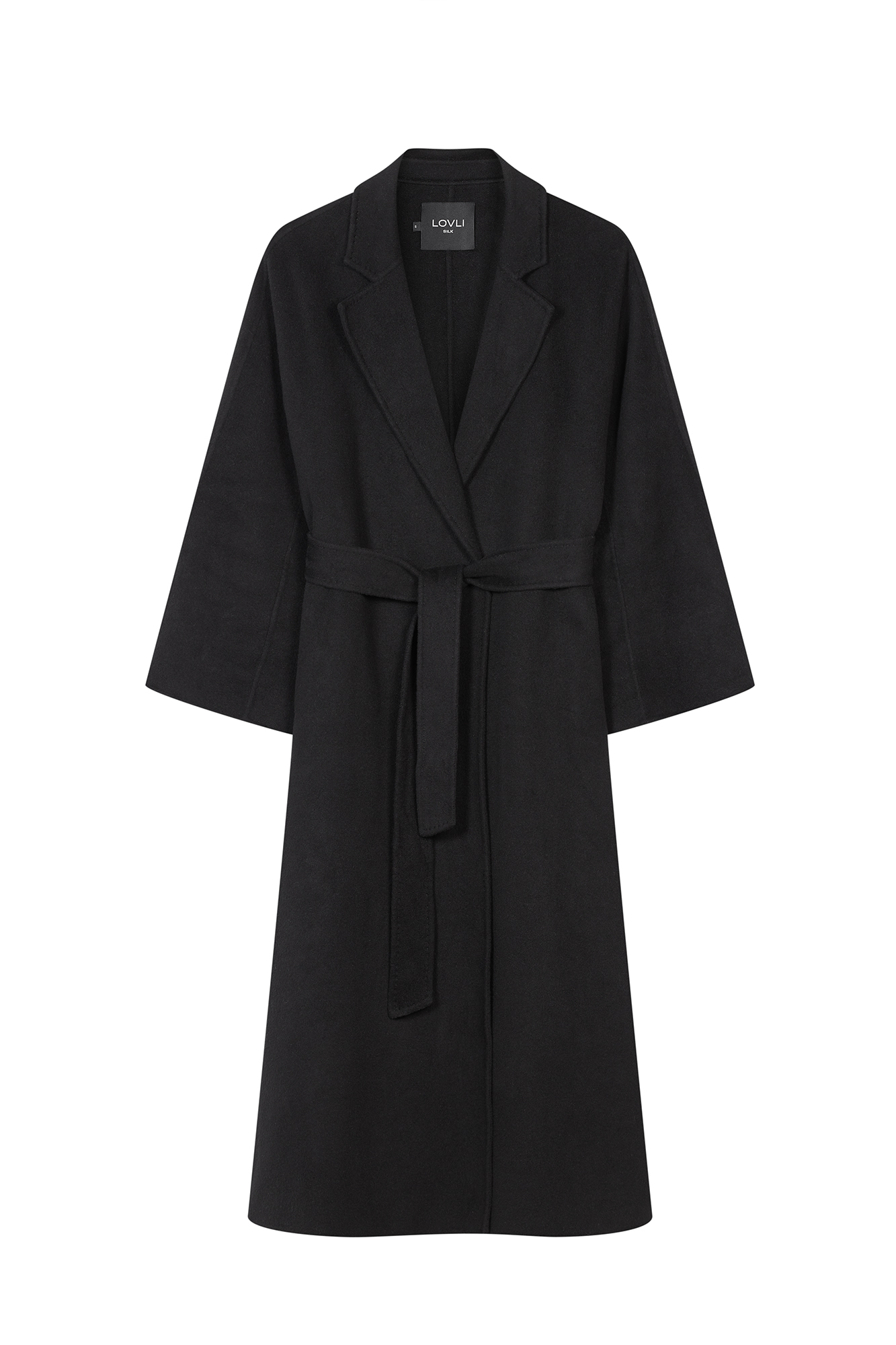 WOOL COAT WITH CASHMERE AND SILK IN BLACK<br> <br>