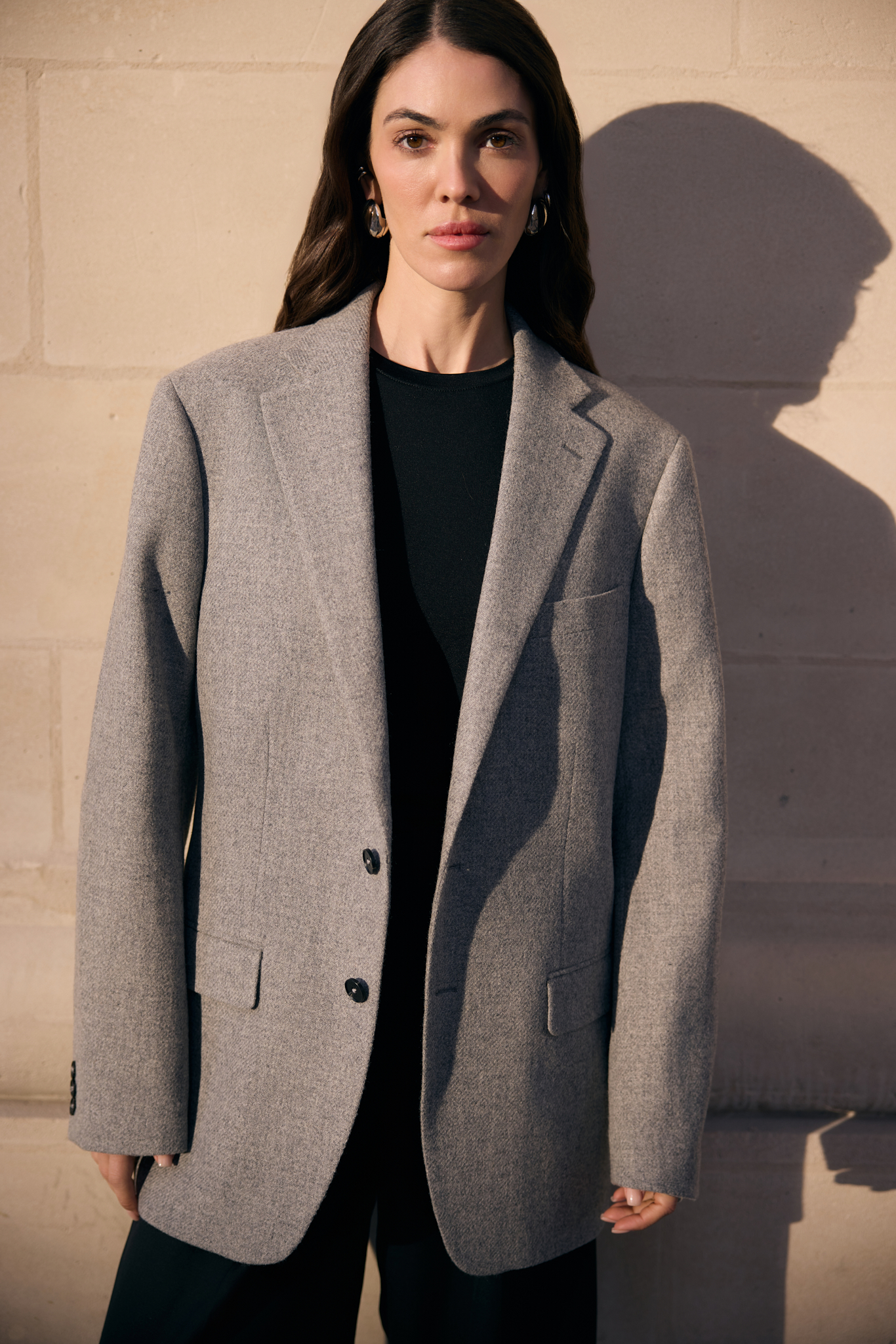 WOOL JACKET WITH SILK LINING IN GREY