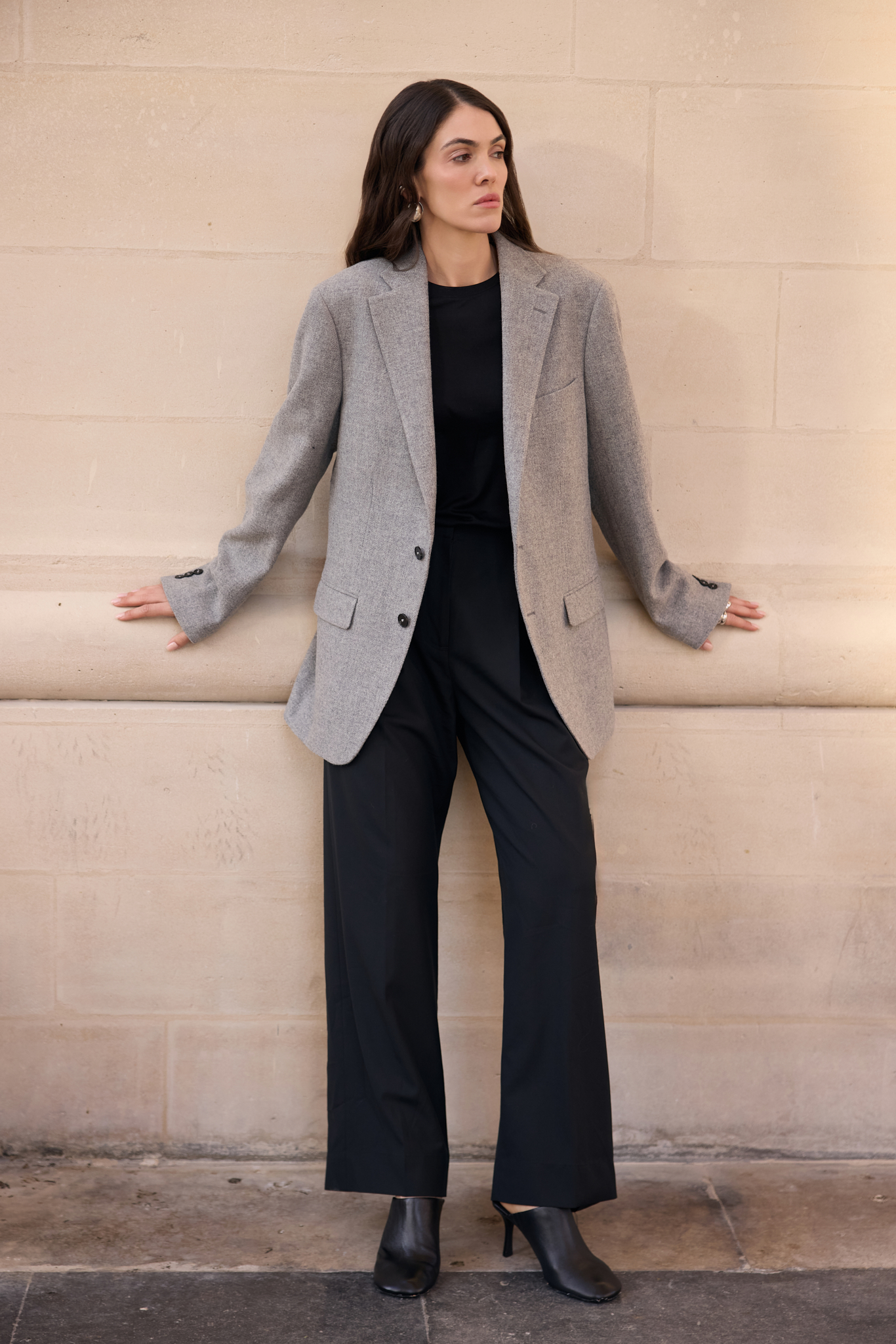 WOOL JACKET WITH SILK LINING IN GREY