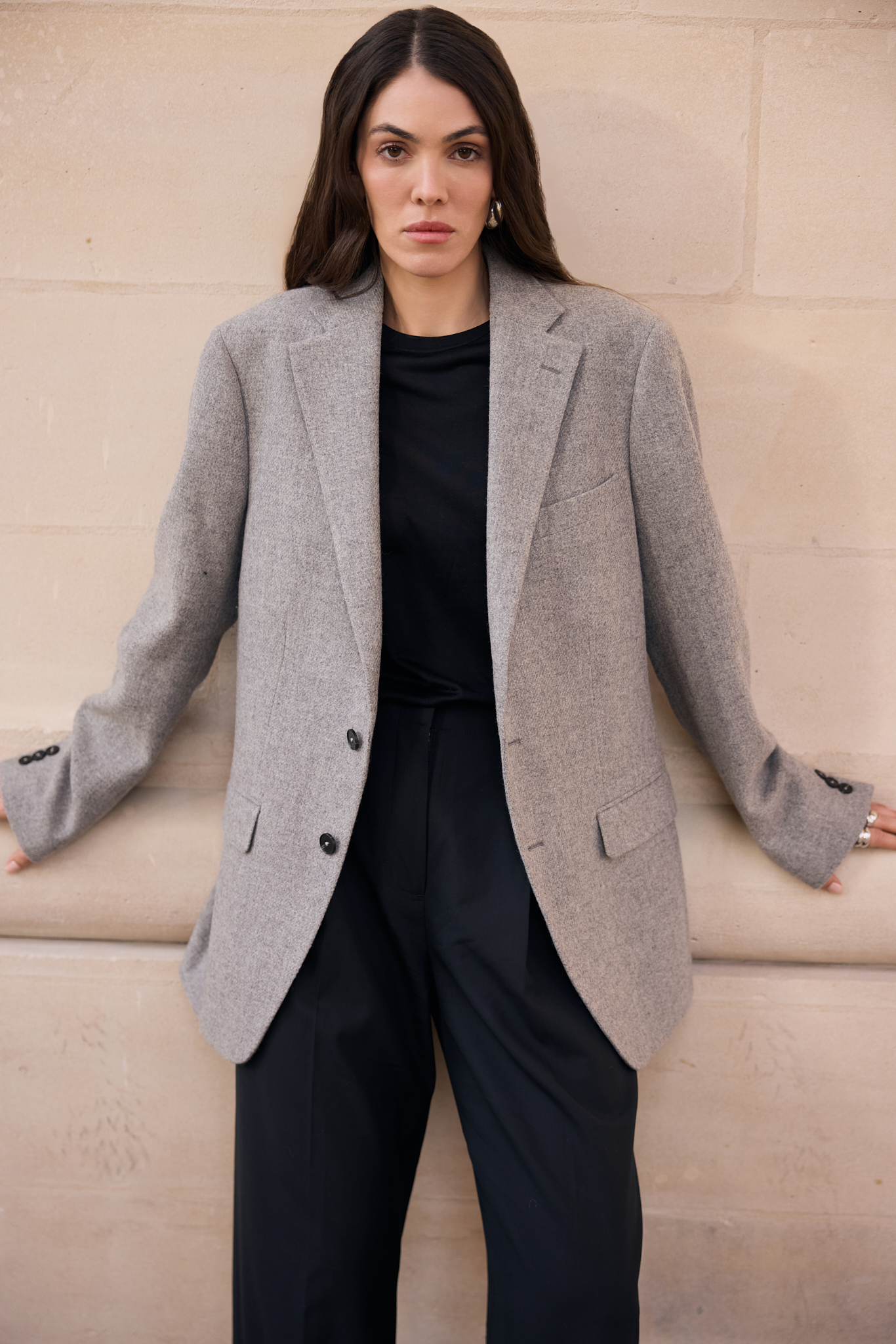 WOOL JACKET WITH SILK LINING IN GREY