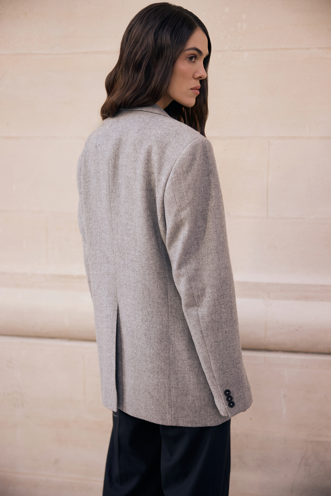 WOOL JACKET WITH SILK LINING IN GREY