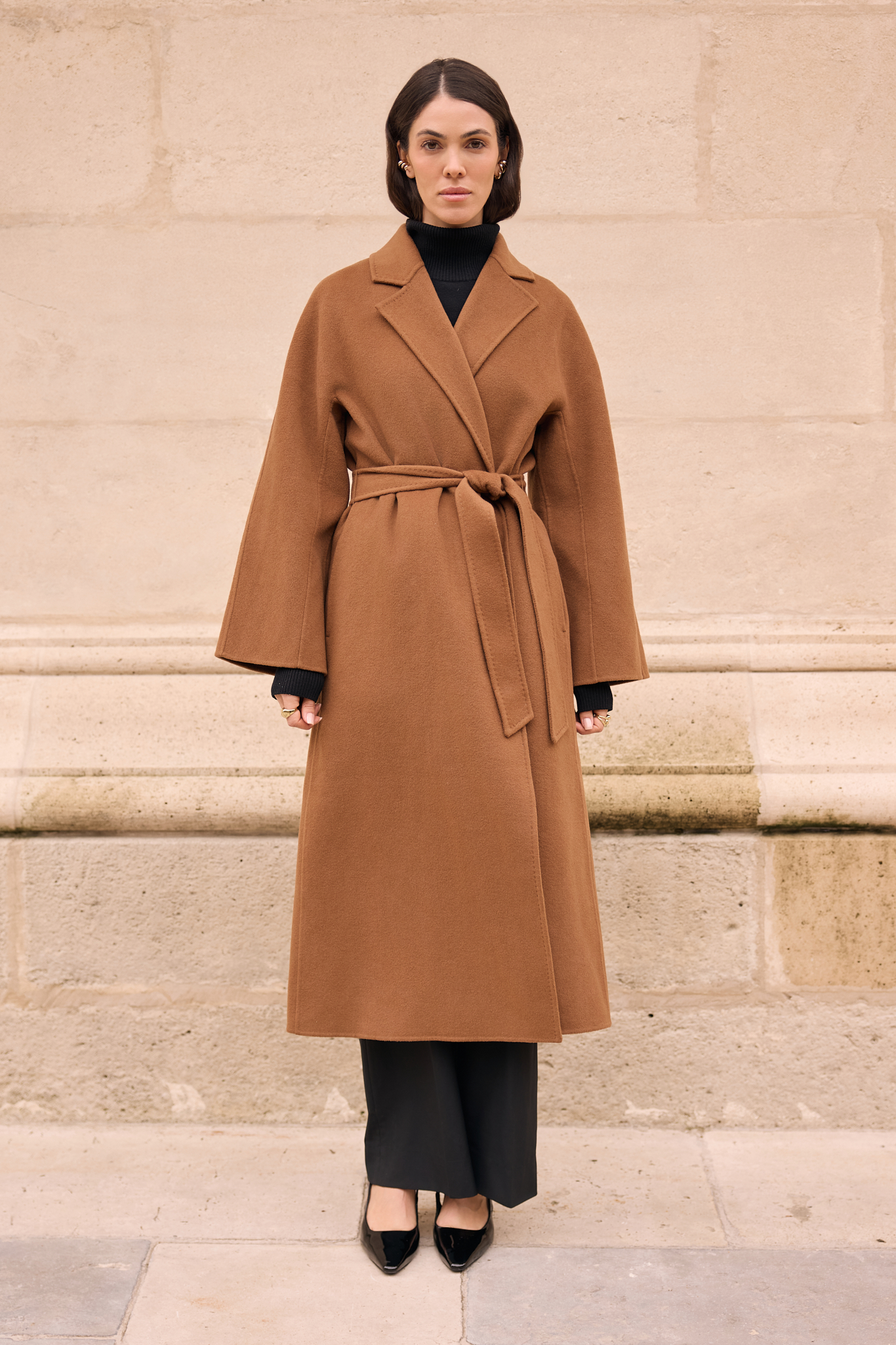 WOOL COAT WITH CASHMERE AND SILK IN TOBACCO